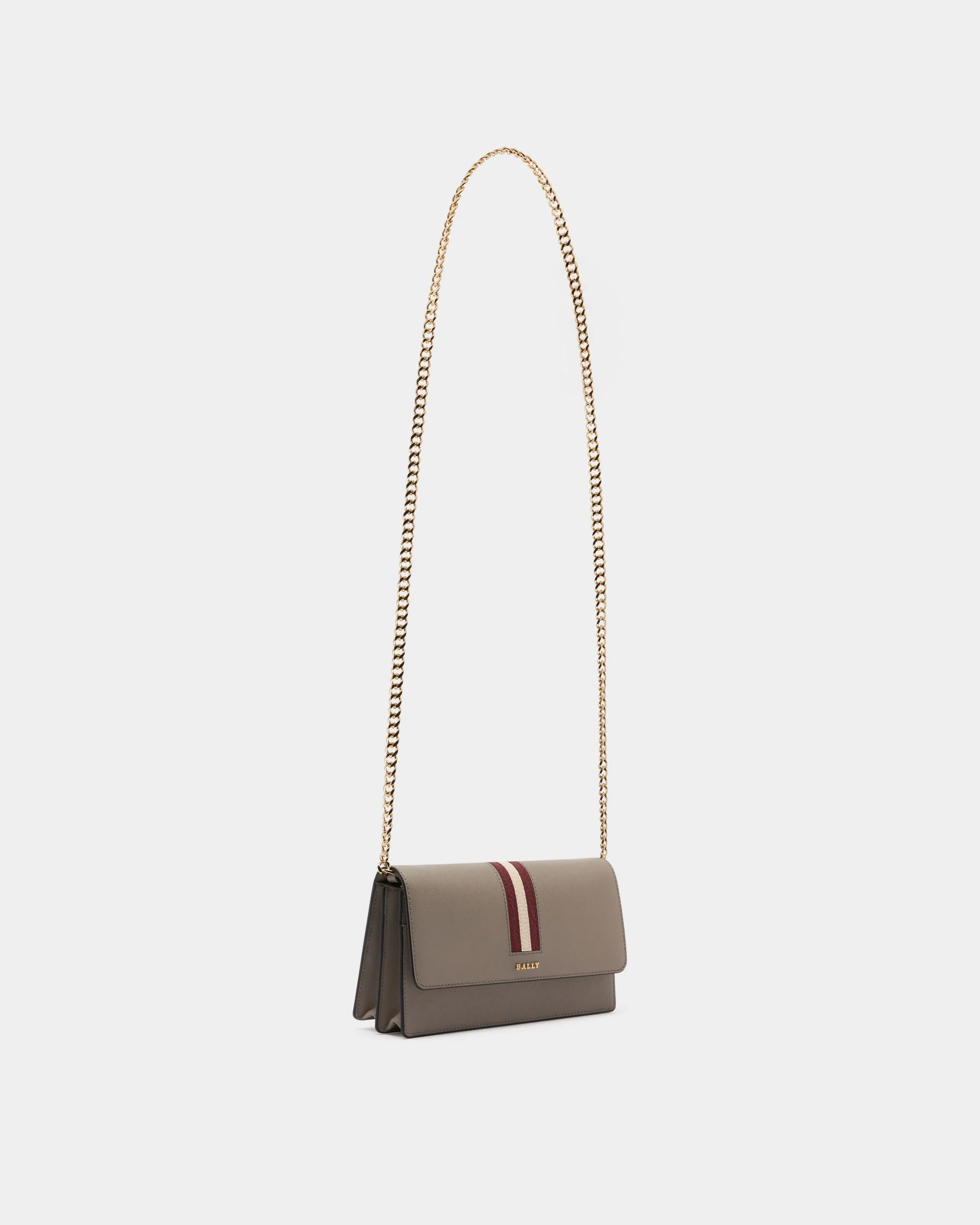Mini Bag in Taupe Embossed Leather With a Bally Ribbon - Image 4