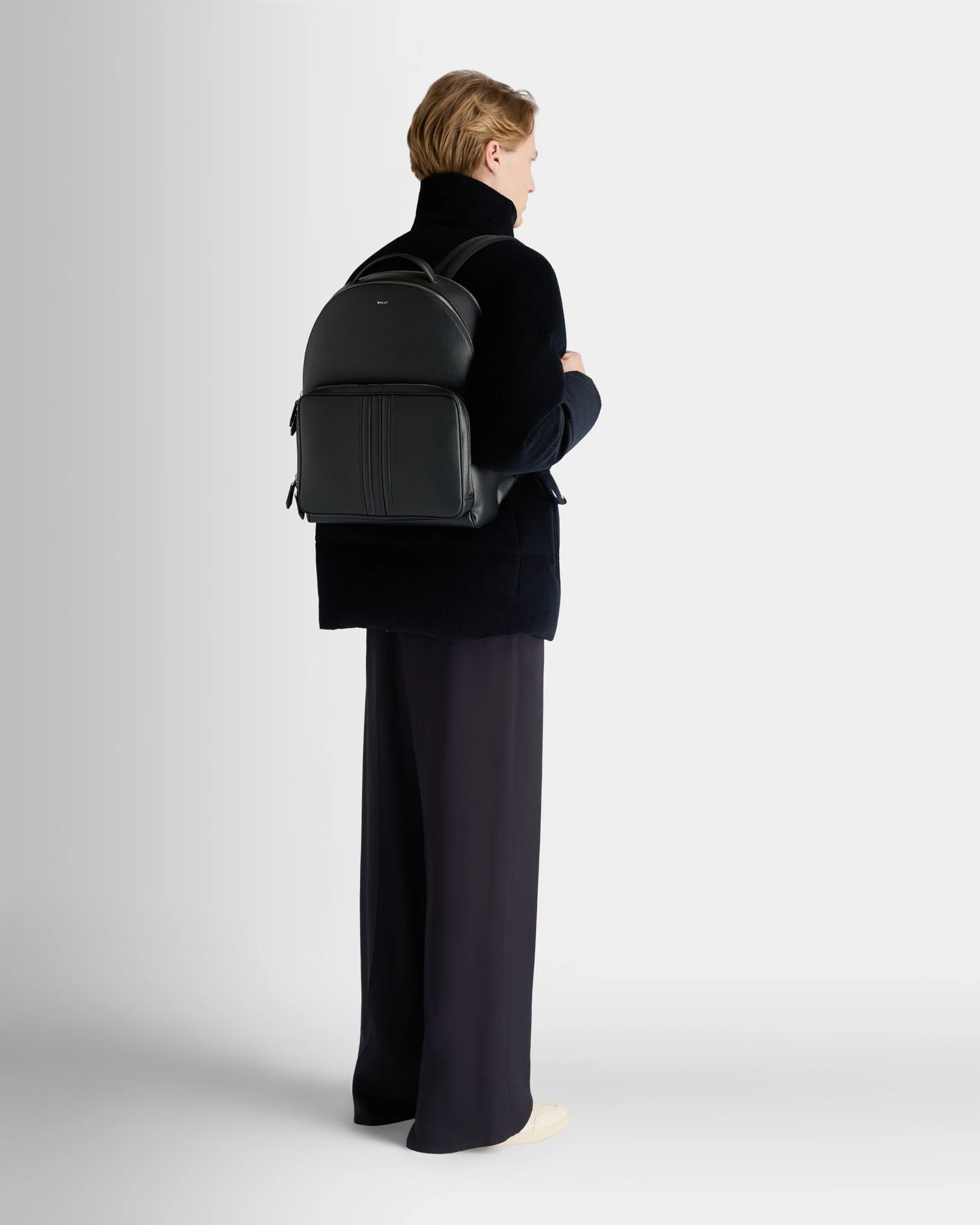 Mythos Backpack In Black Recycled Leather - Image 2