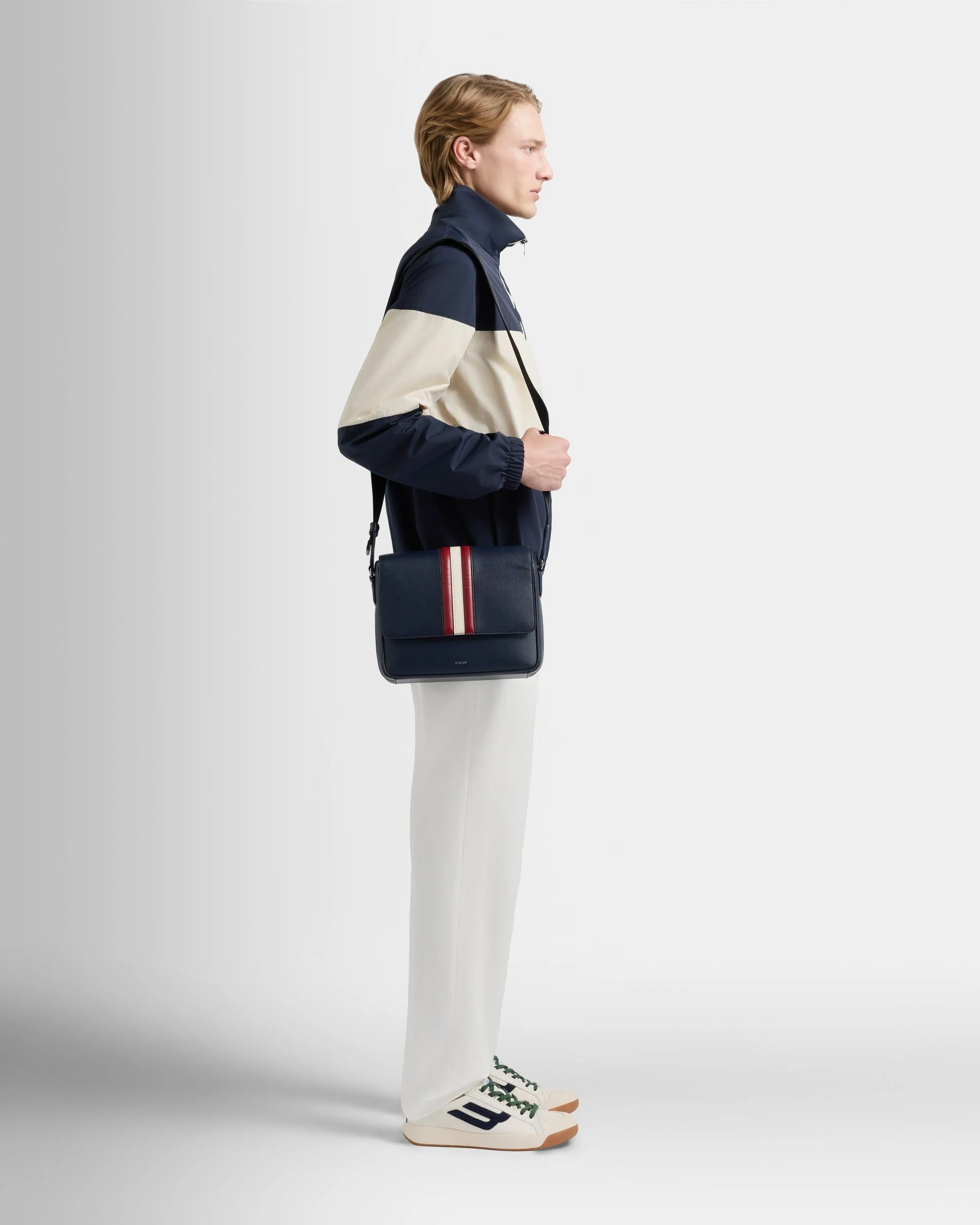 Mythos Crossbody Bag in Navy Blue Recycled Leather - Image 2