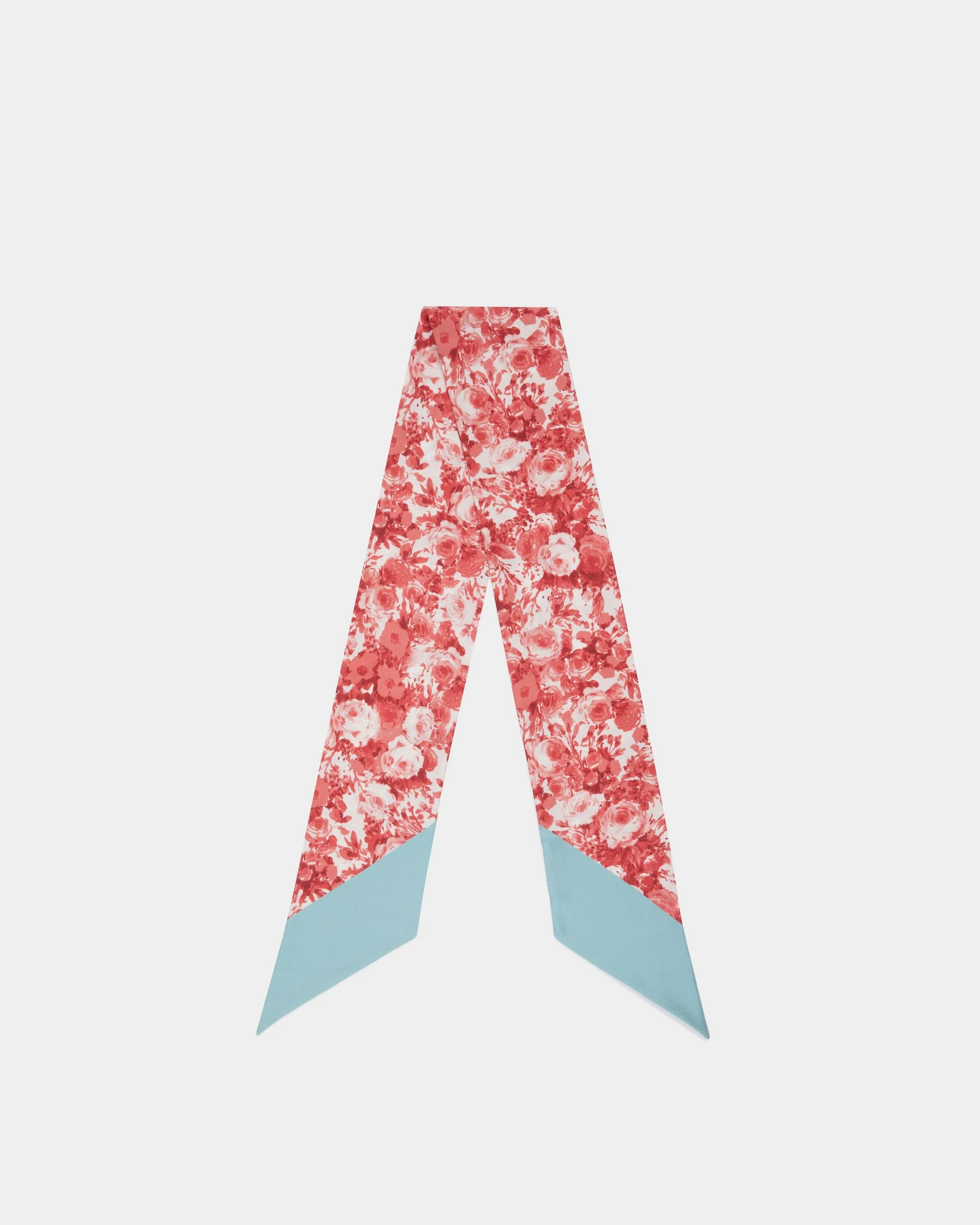 Neck Bow with a Rosengarten Print in Red Silk