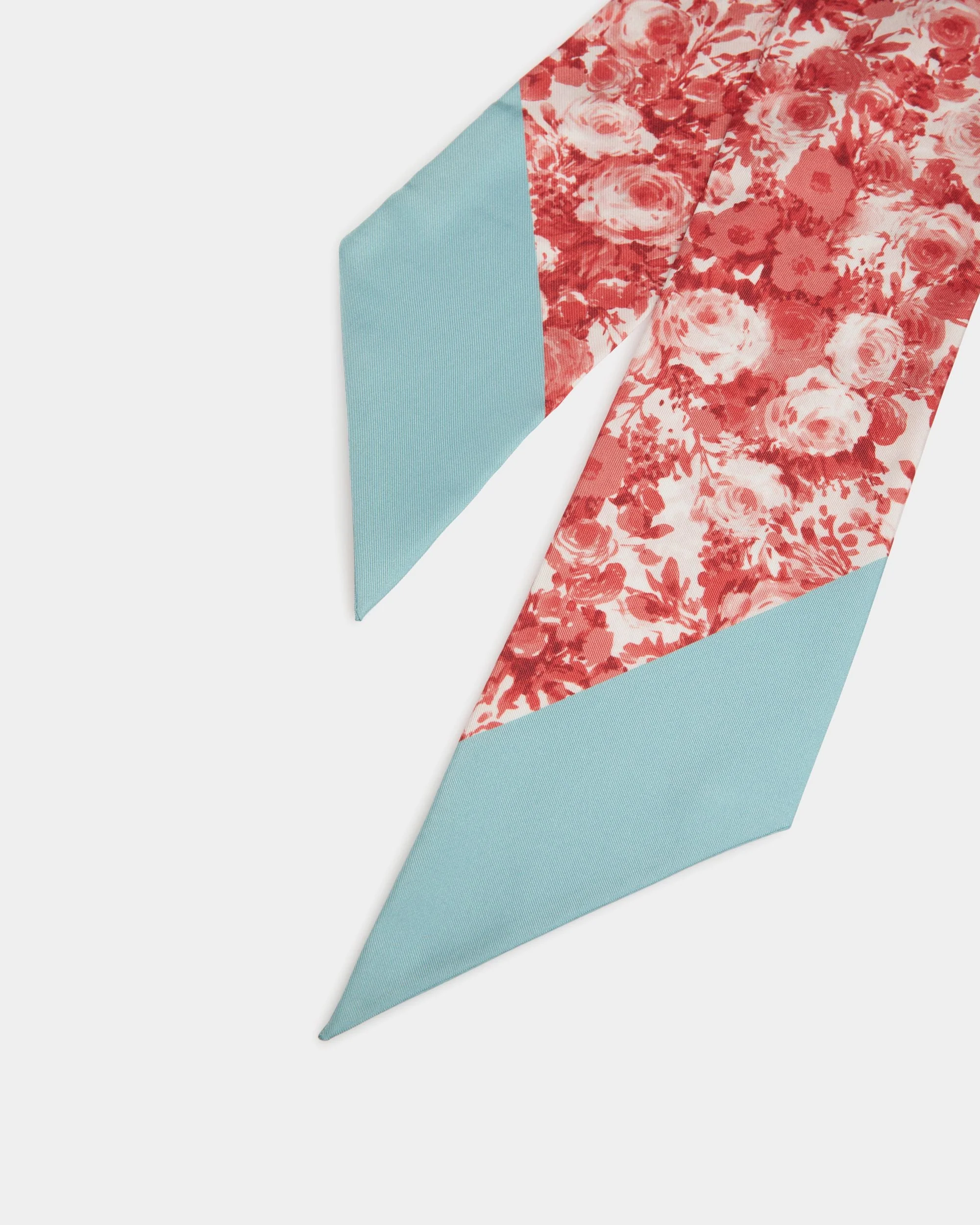 Neck Bow with a Rosengarten Print in Red Silk - Image 3