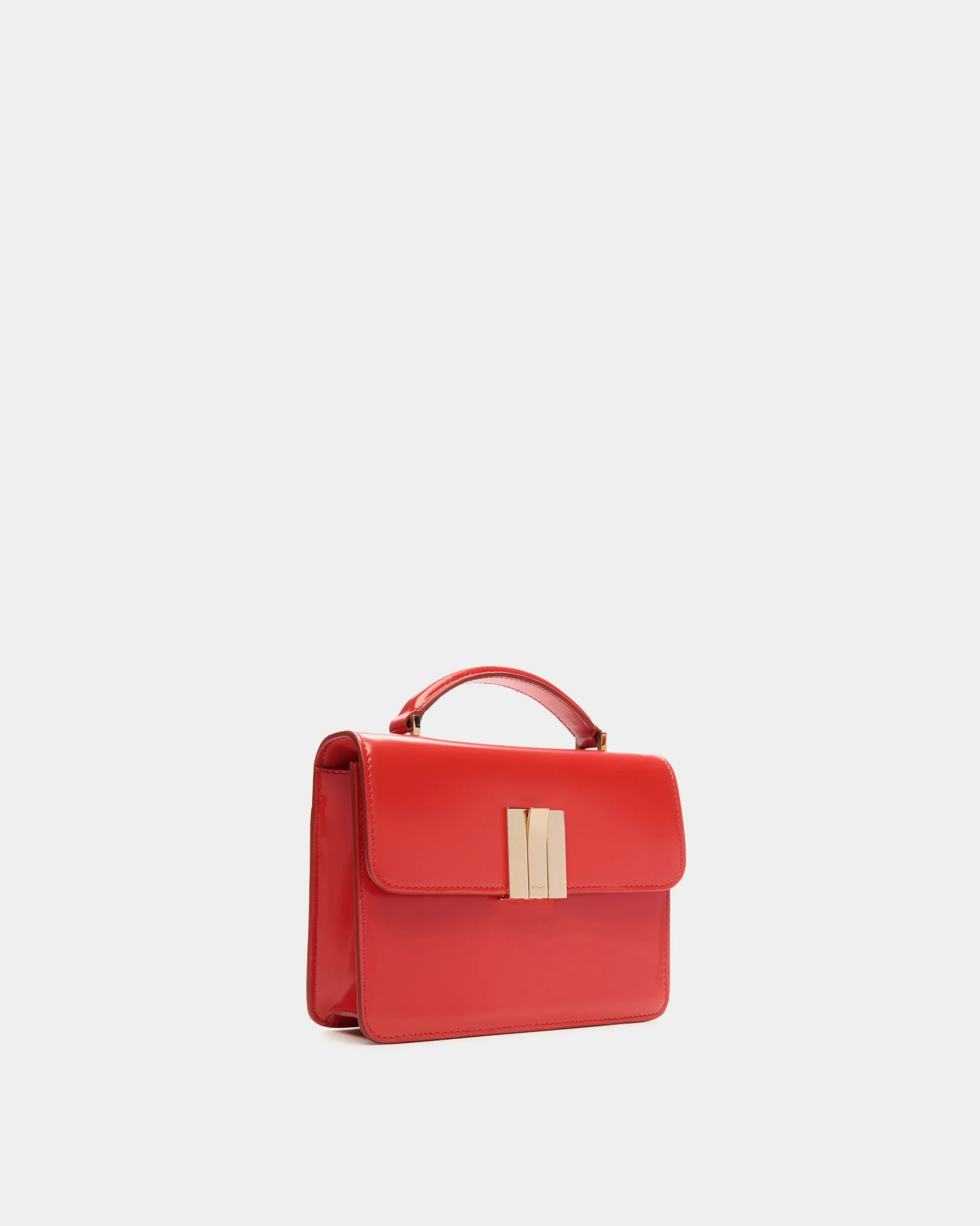 Ollam Mini Top Handle Bag in Candy Red Brushed Leather - Image 4