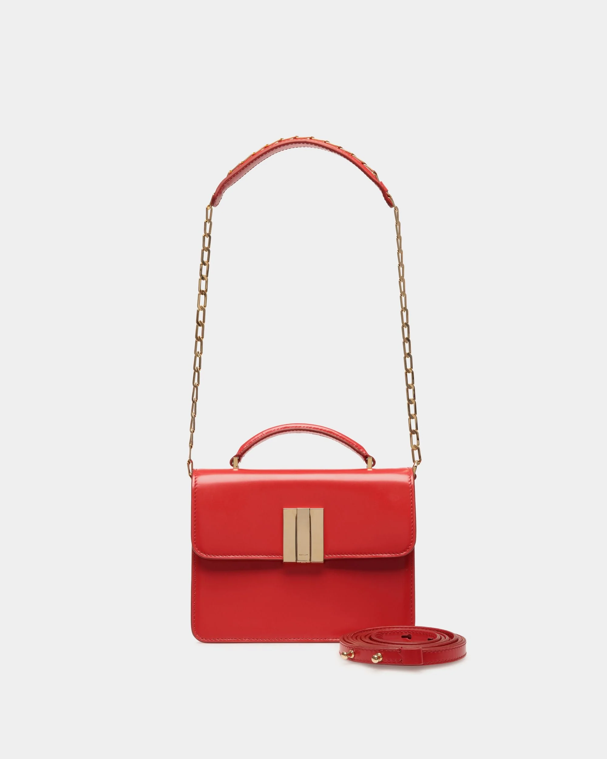 Ollam Mini Top Handle Bag in Candy Red Brushed Leather - Image 7