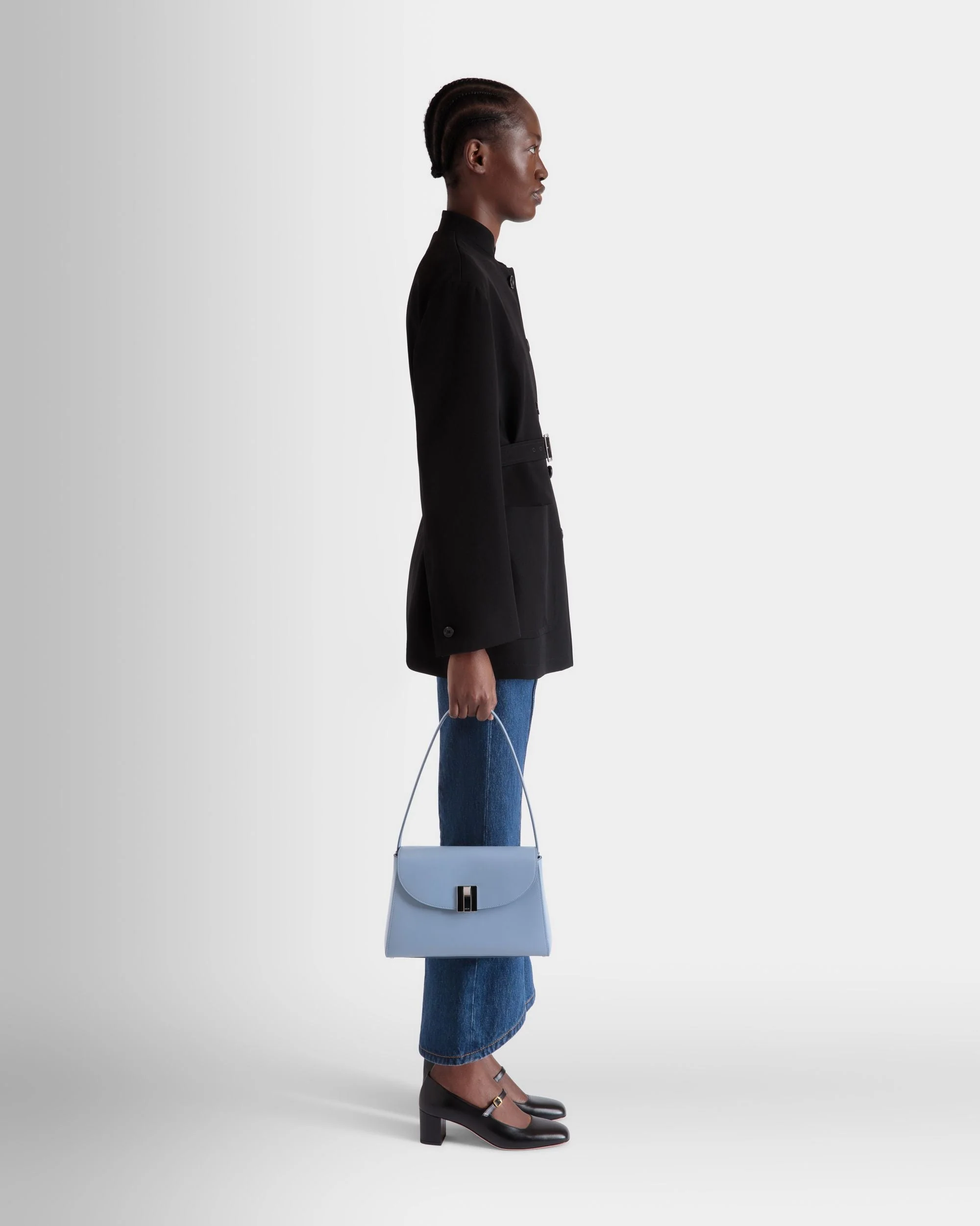 Ollam Shoulder Bag in Light Blue Leather - Image 2