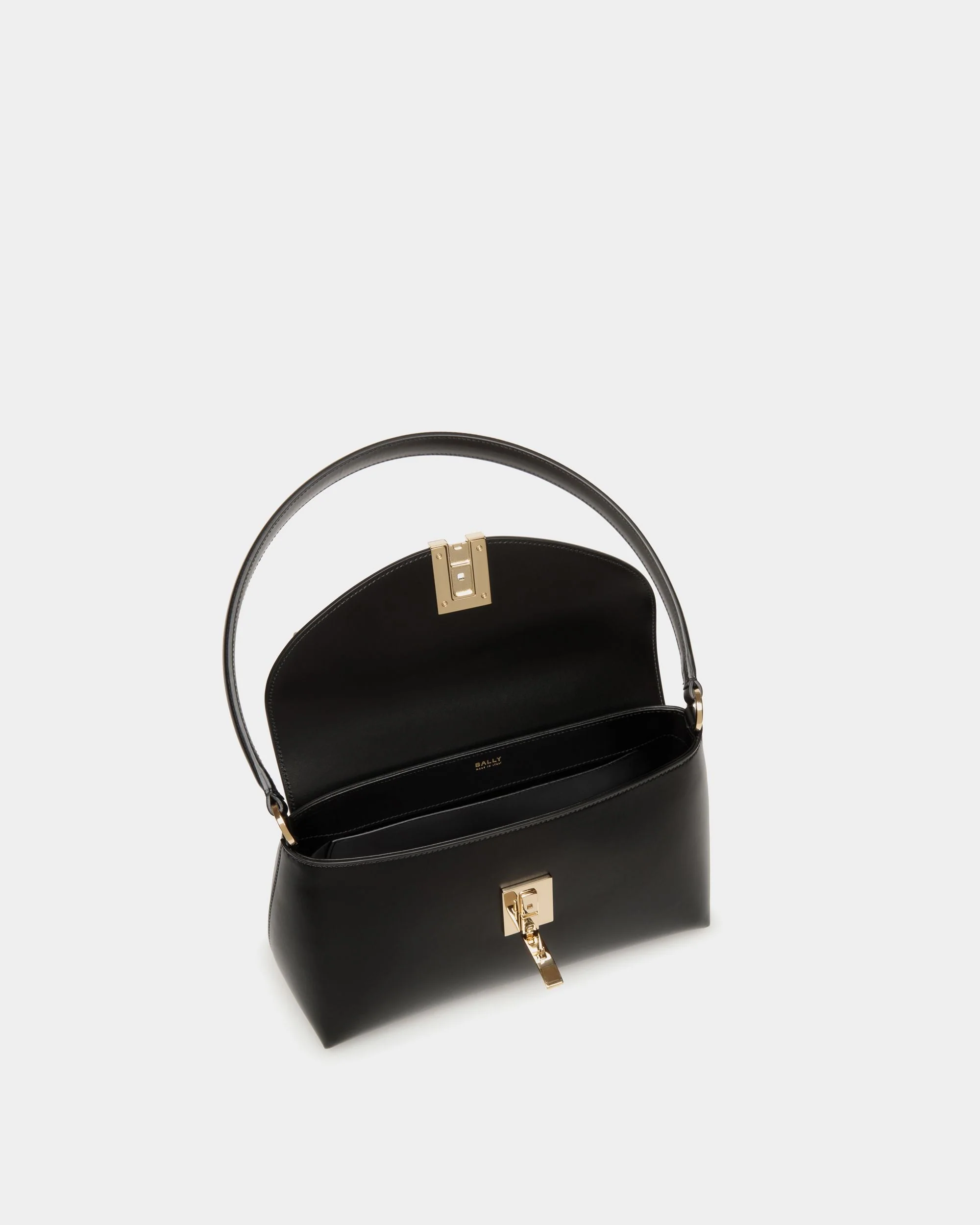 Ollam Small Top Handle Bag In Black Leather - Image 5