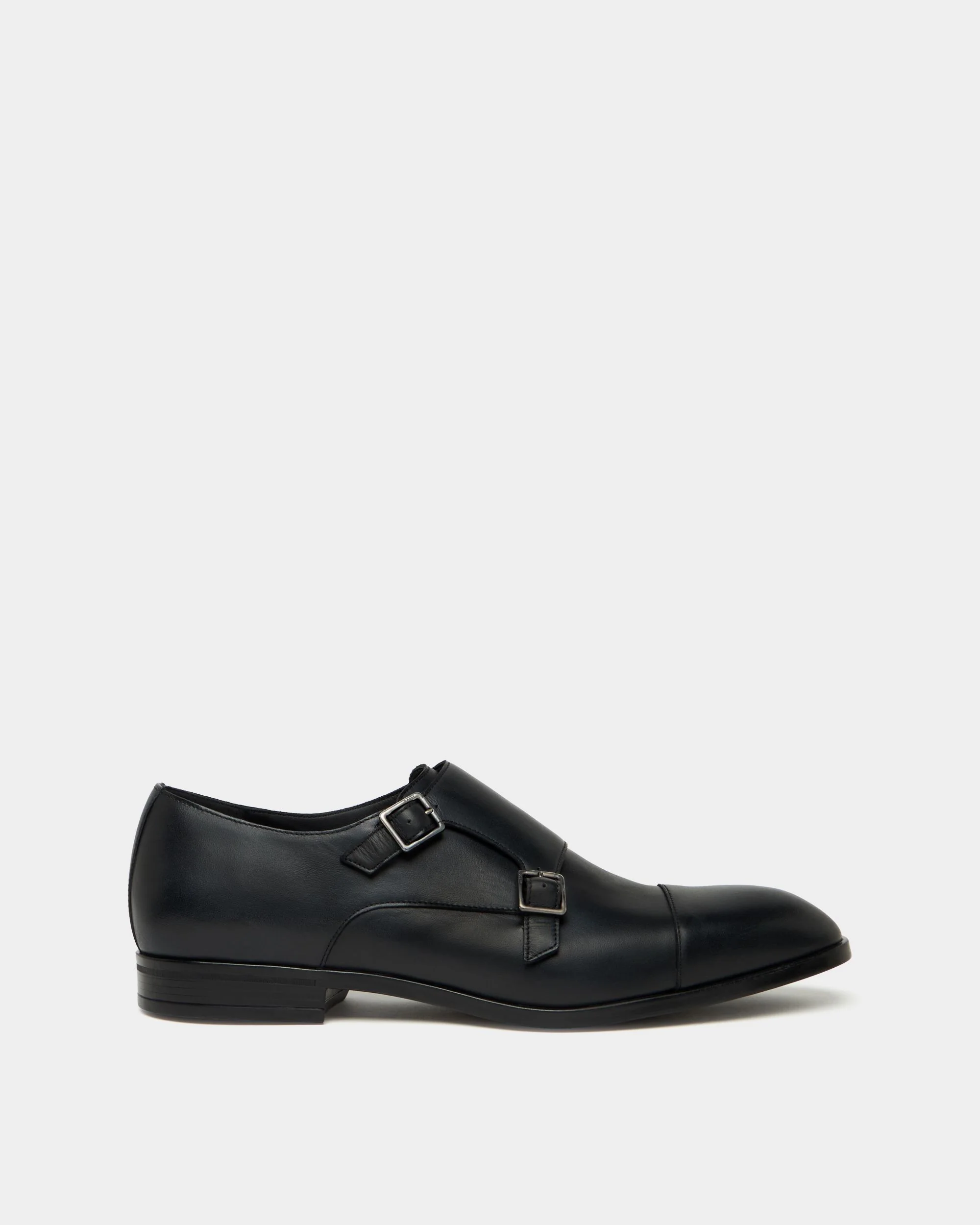 Onizy Double Monk Strap In Black Leather