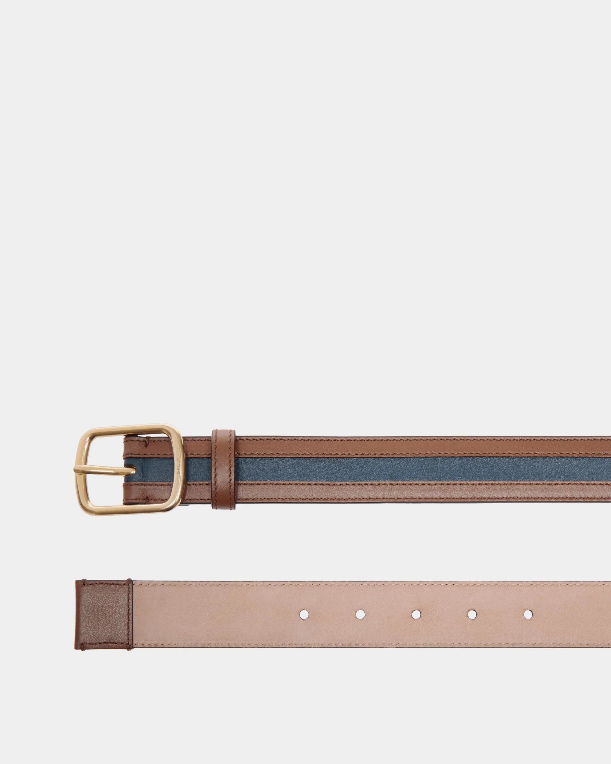 Orson 30mm Belt in Brown And Navy Blue Leather - Image 2