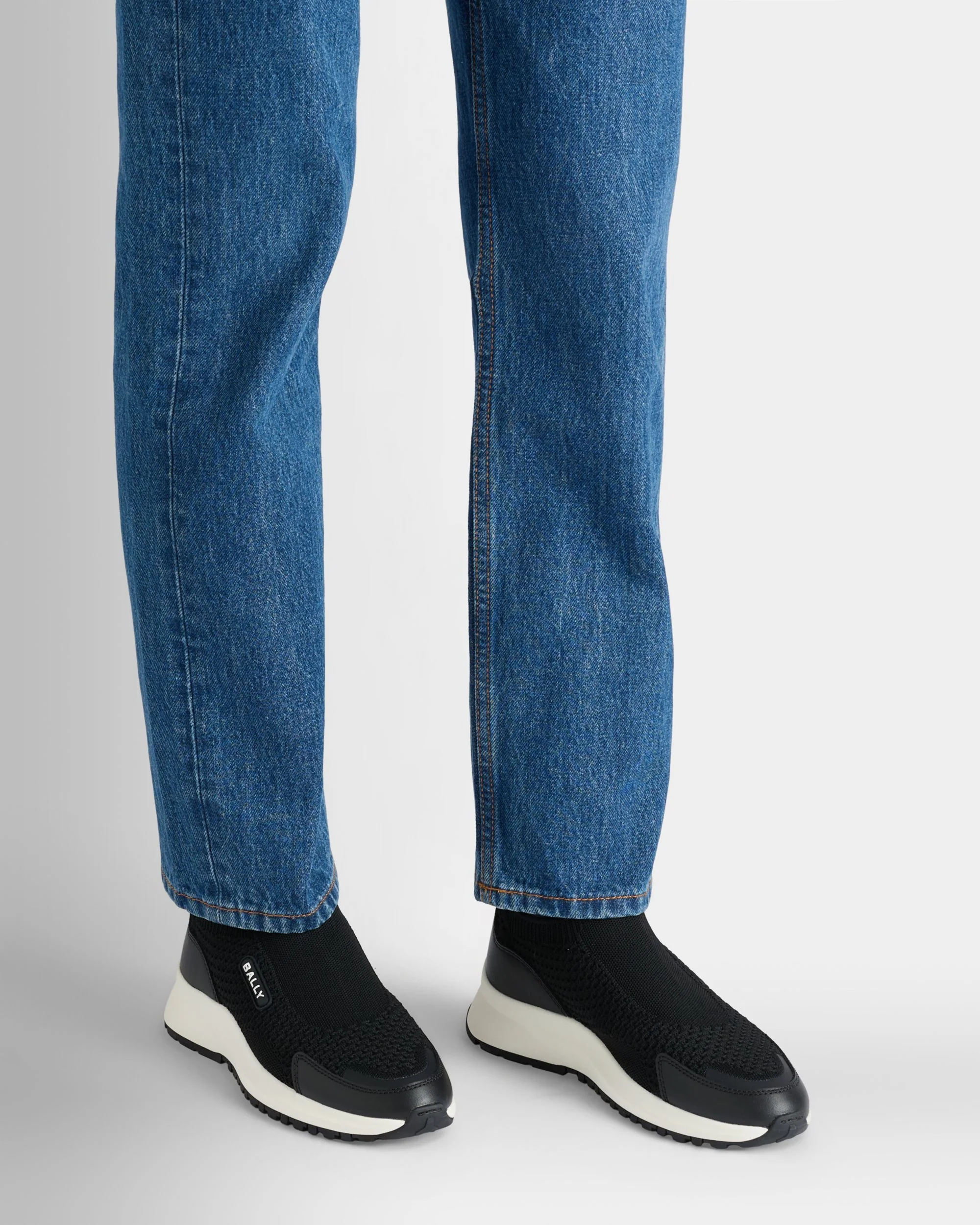 Outline Sneaker in Black Knit Fabric - Image 2