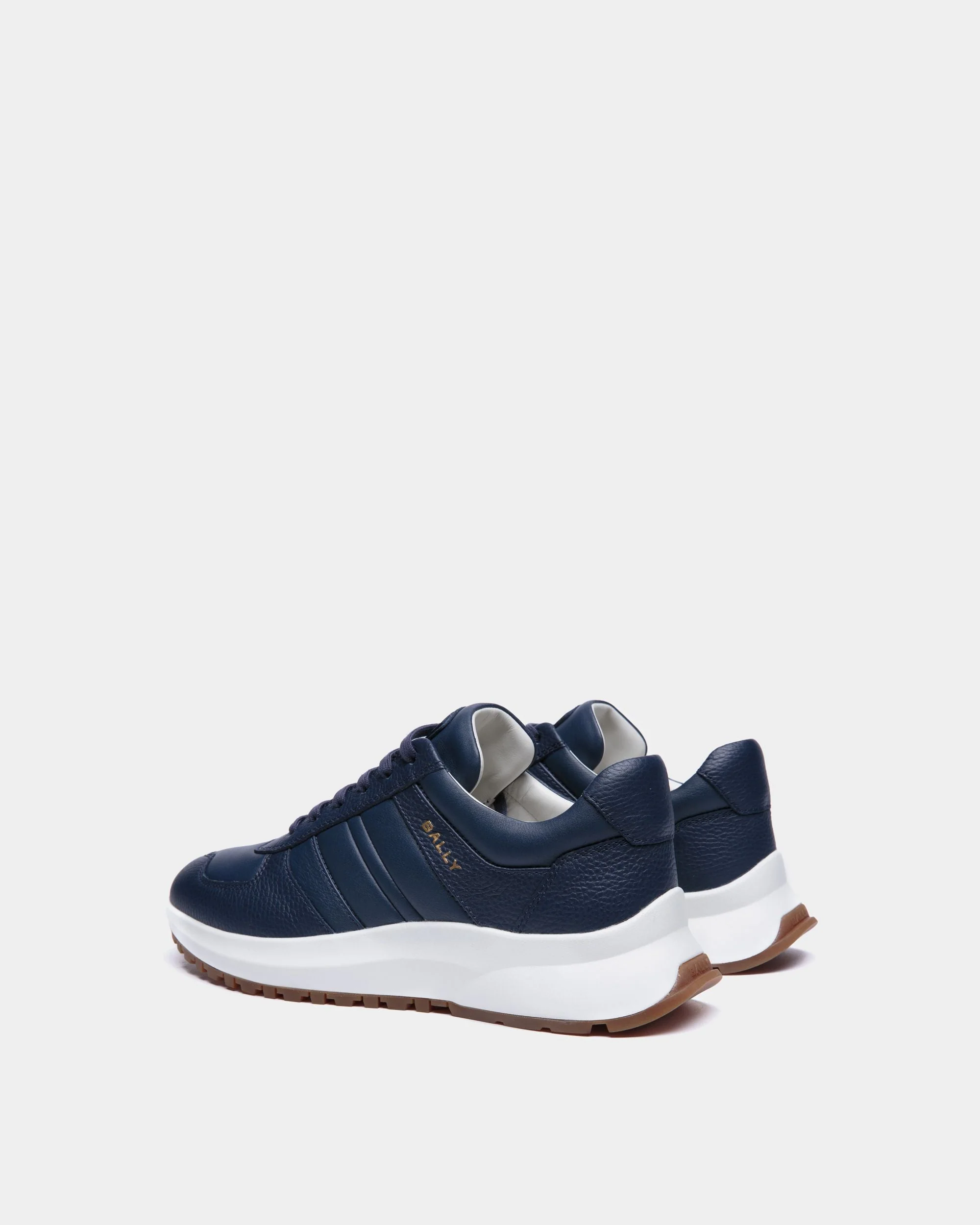 Outline Sneaker In Blue Grained Leather - Image 3
