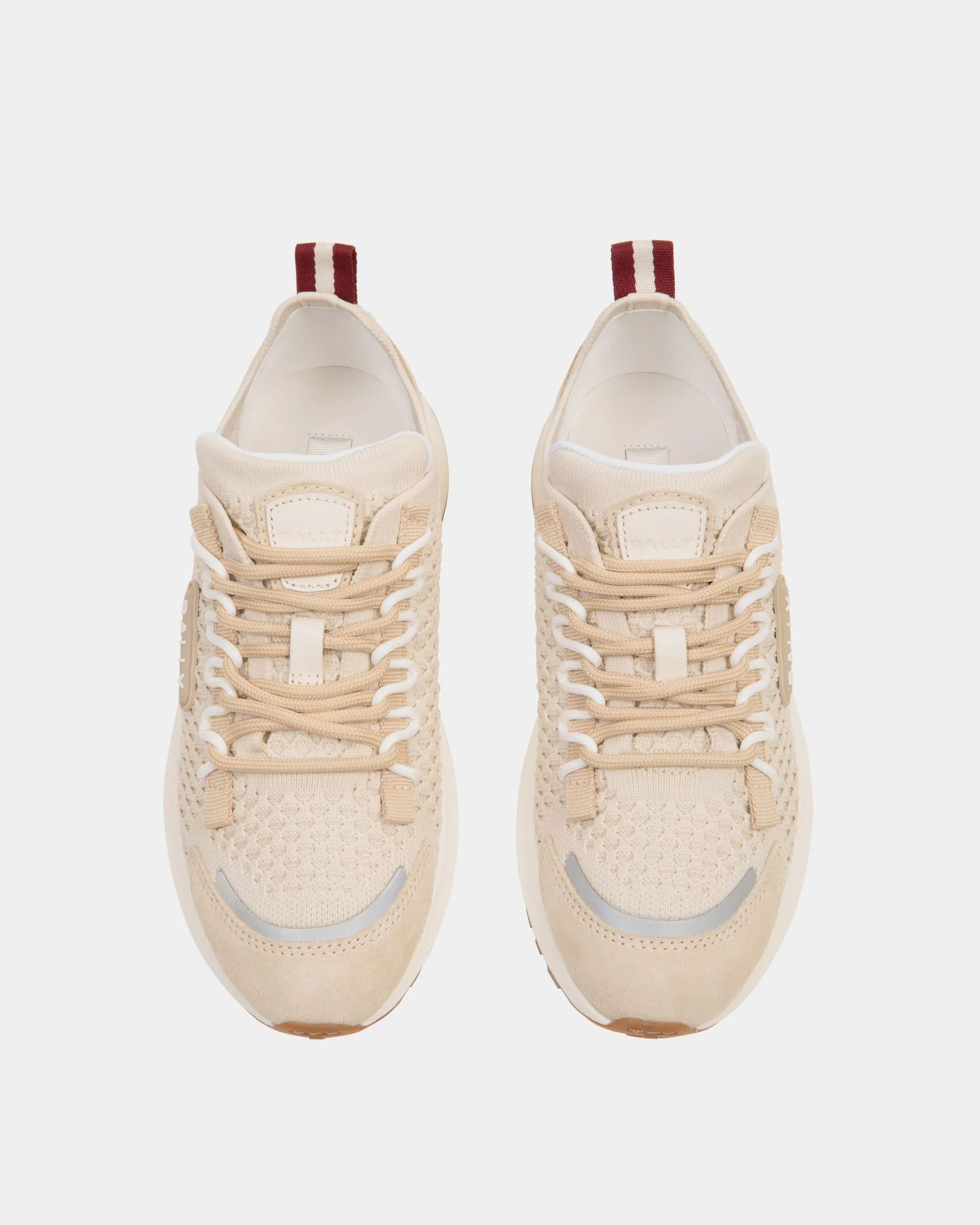 Outline Sneaker in Ivory and Champagne Knit - Image 5