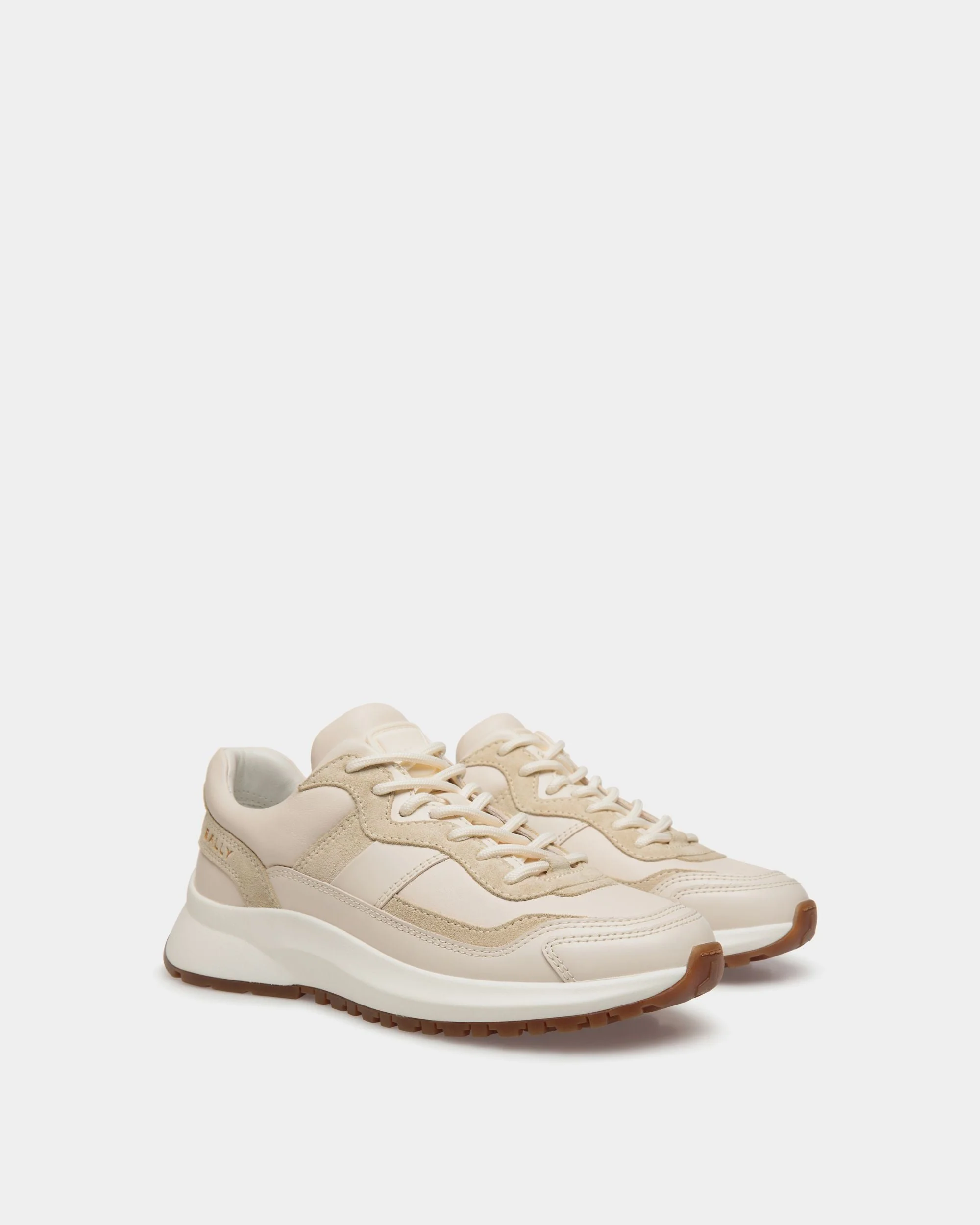 Outline Sneaker in Ivory and Champagne Leather - Image 2