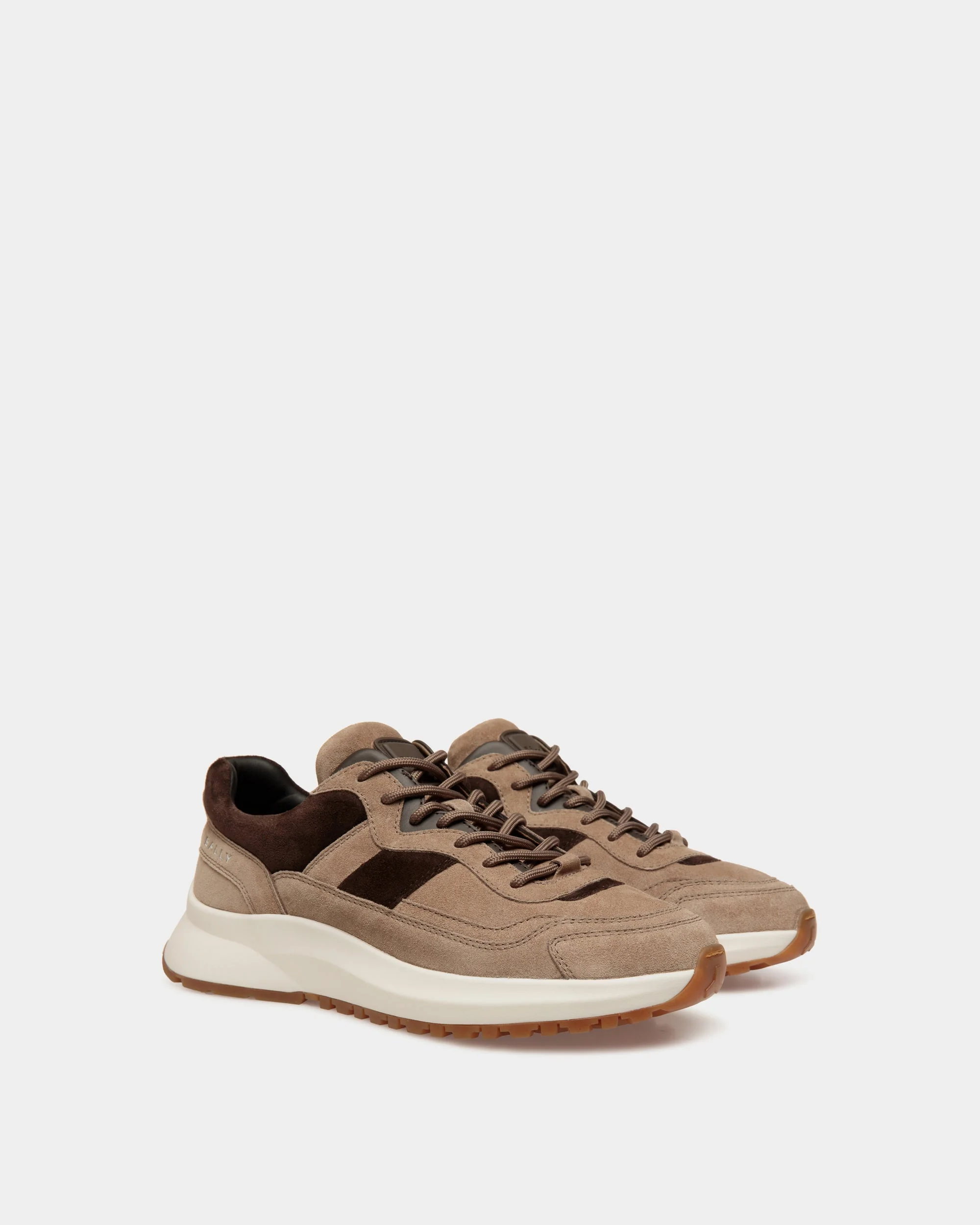 Outline Sneaker in Taupe and Ebano Suede - Image 3