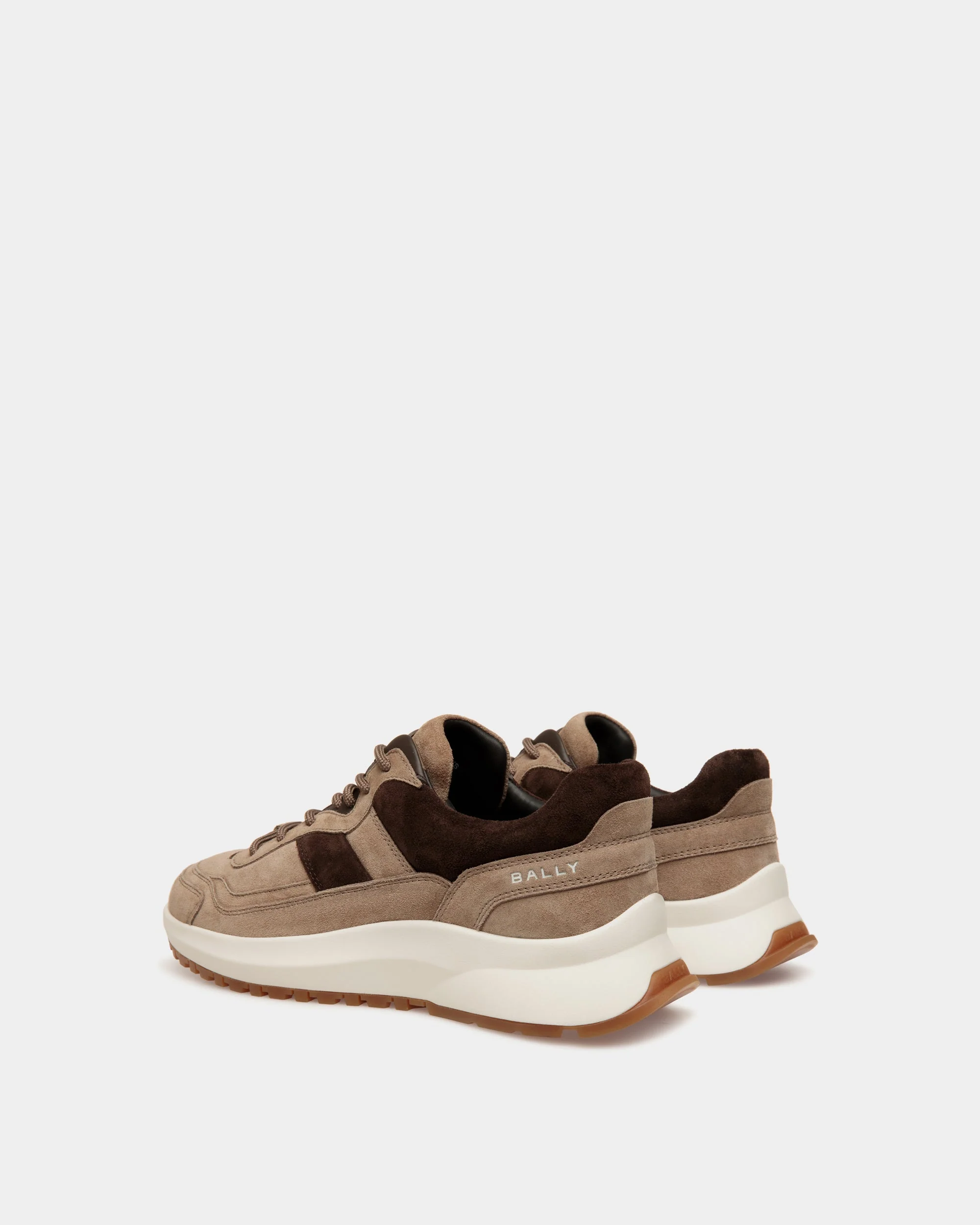Outline Sneaker in Taupe and Ebano Suede - Image 4