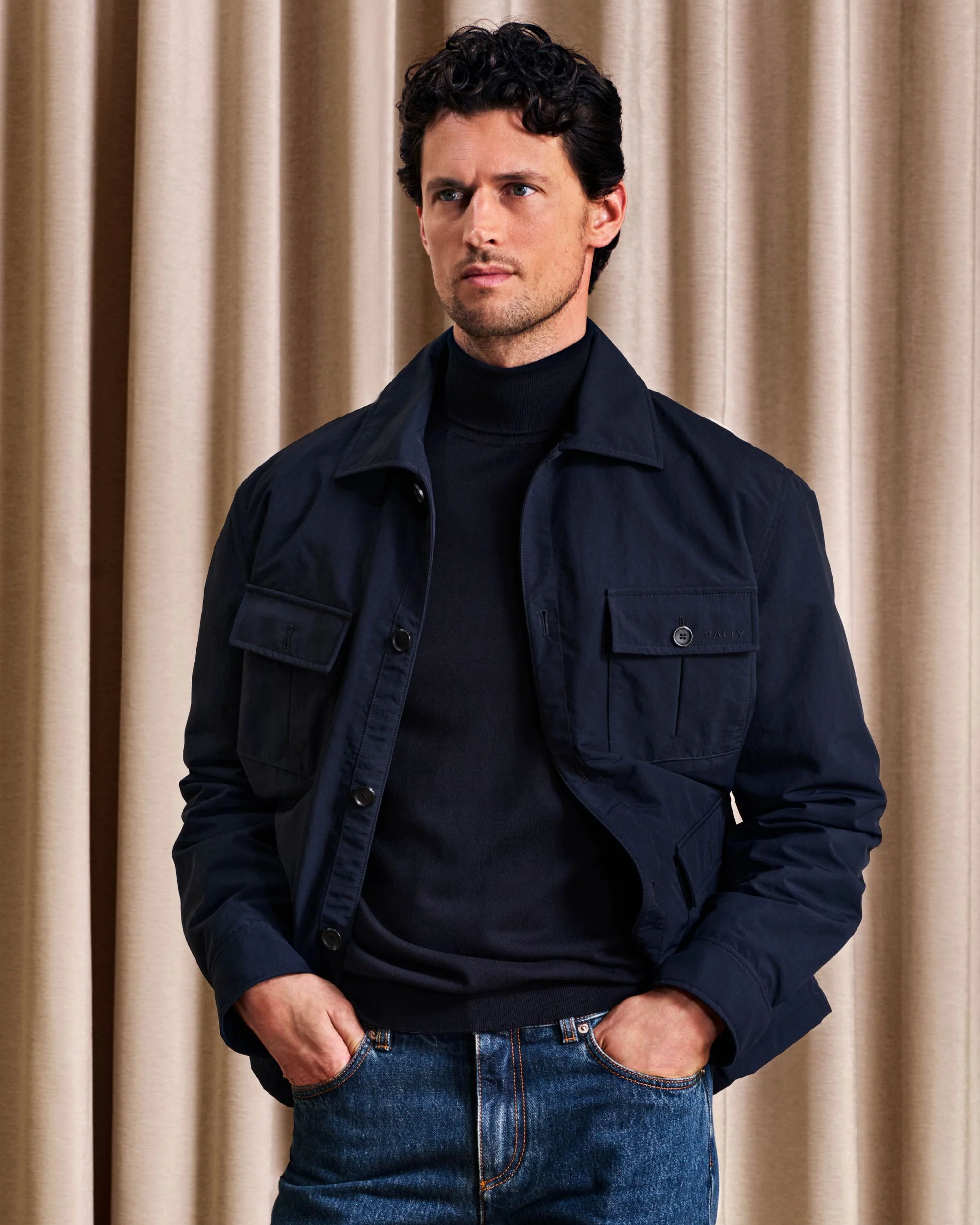 Overshirt in Navy Blue Nylon - Image 10