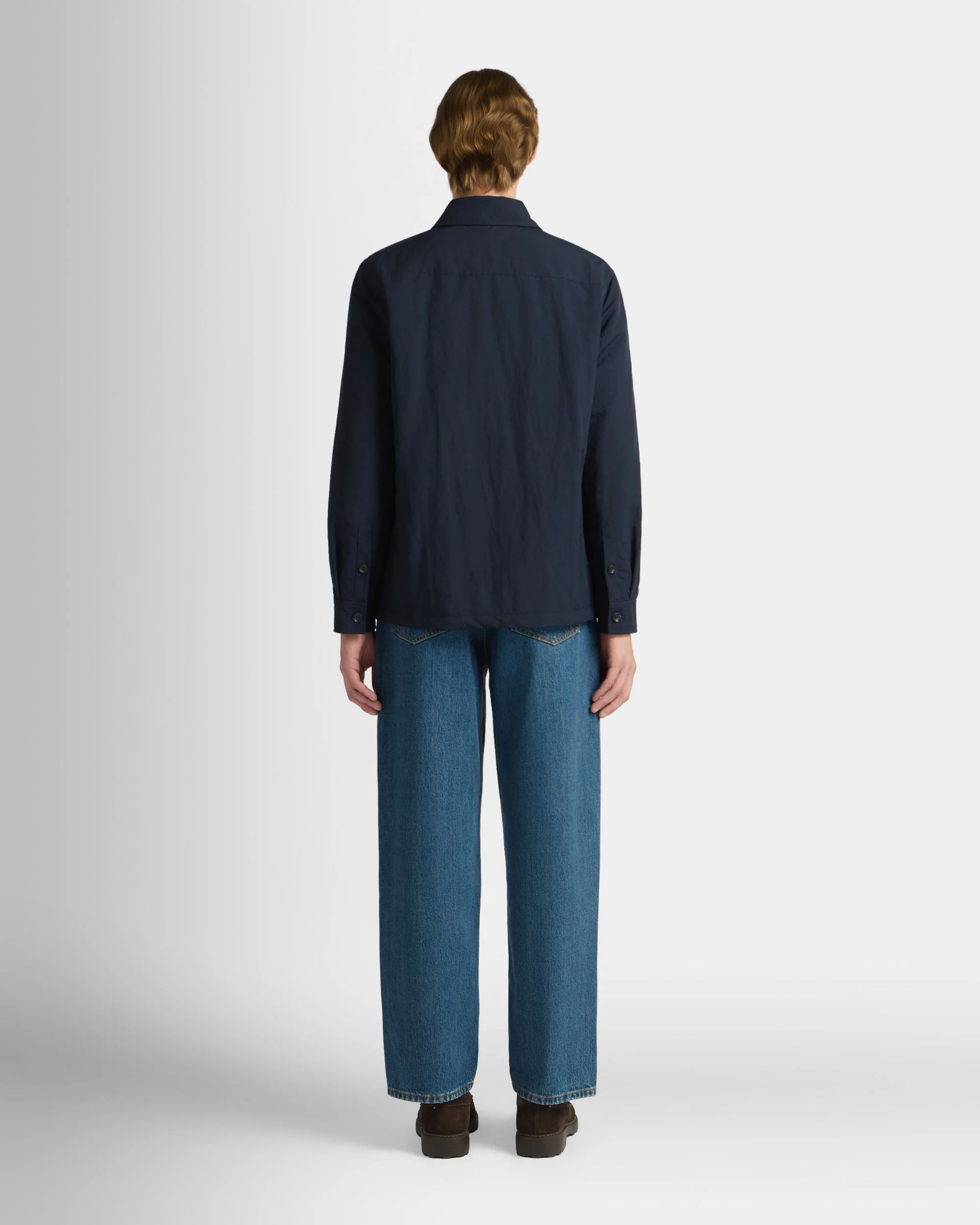 Overshirt in Navy Blue Nylon - Image 6