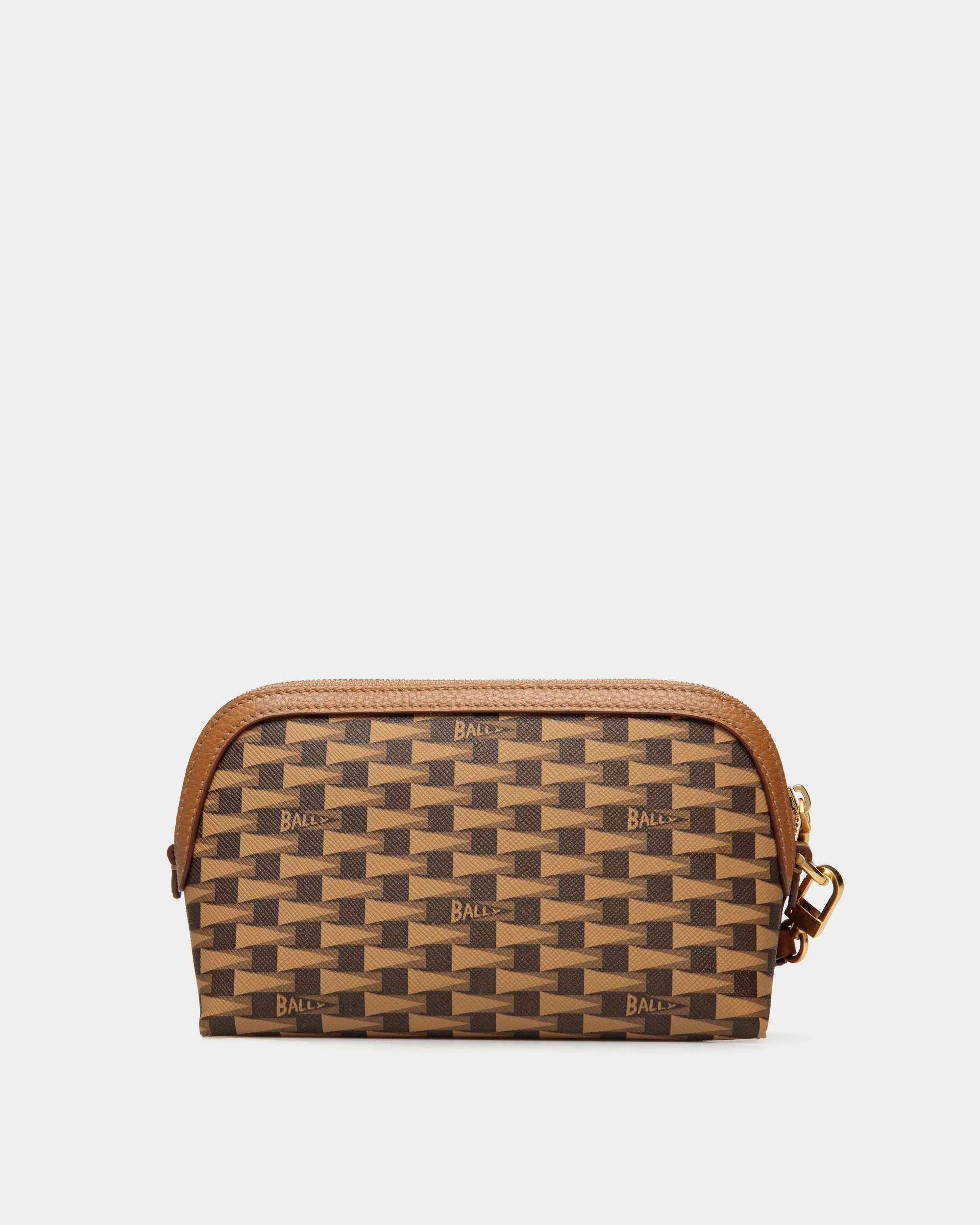 Pennant Pouch With Wristlet In Brown Pennant Motif - Image 2