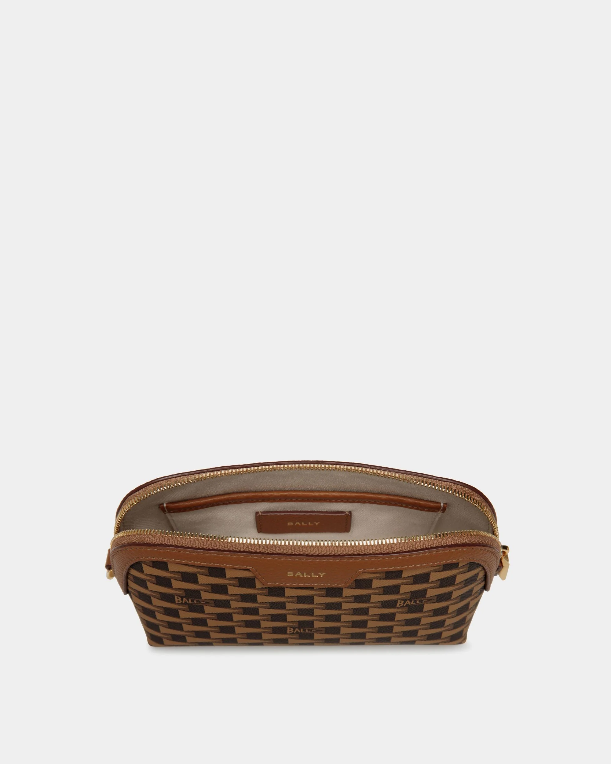 Pennant Pouch With Wristlet In Brown Pennant Motif - Image 3
