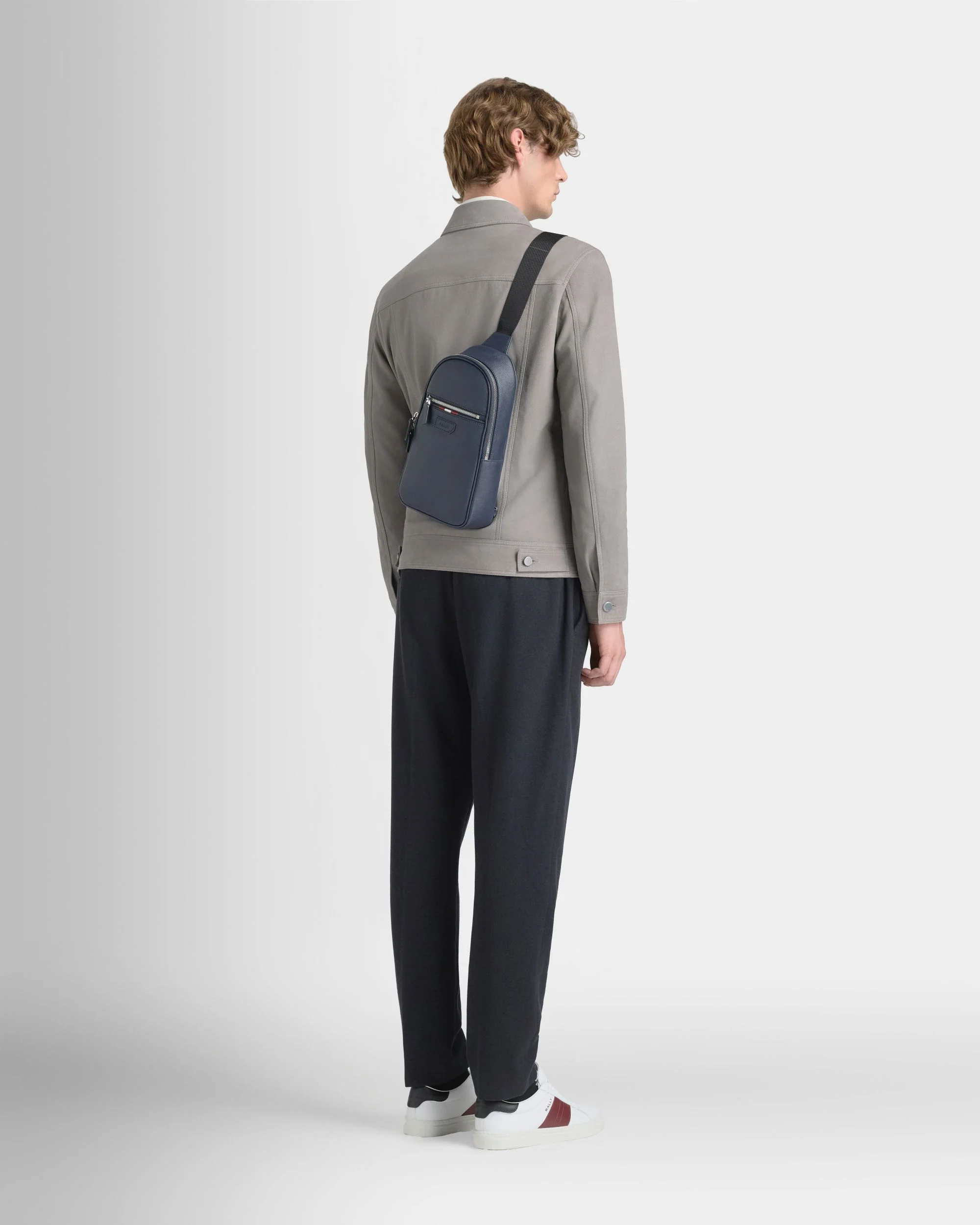 Phil Leather Sling Bag In Navy - Image 2