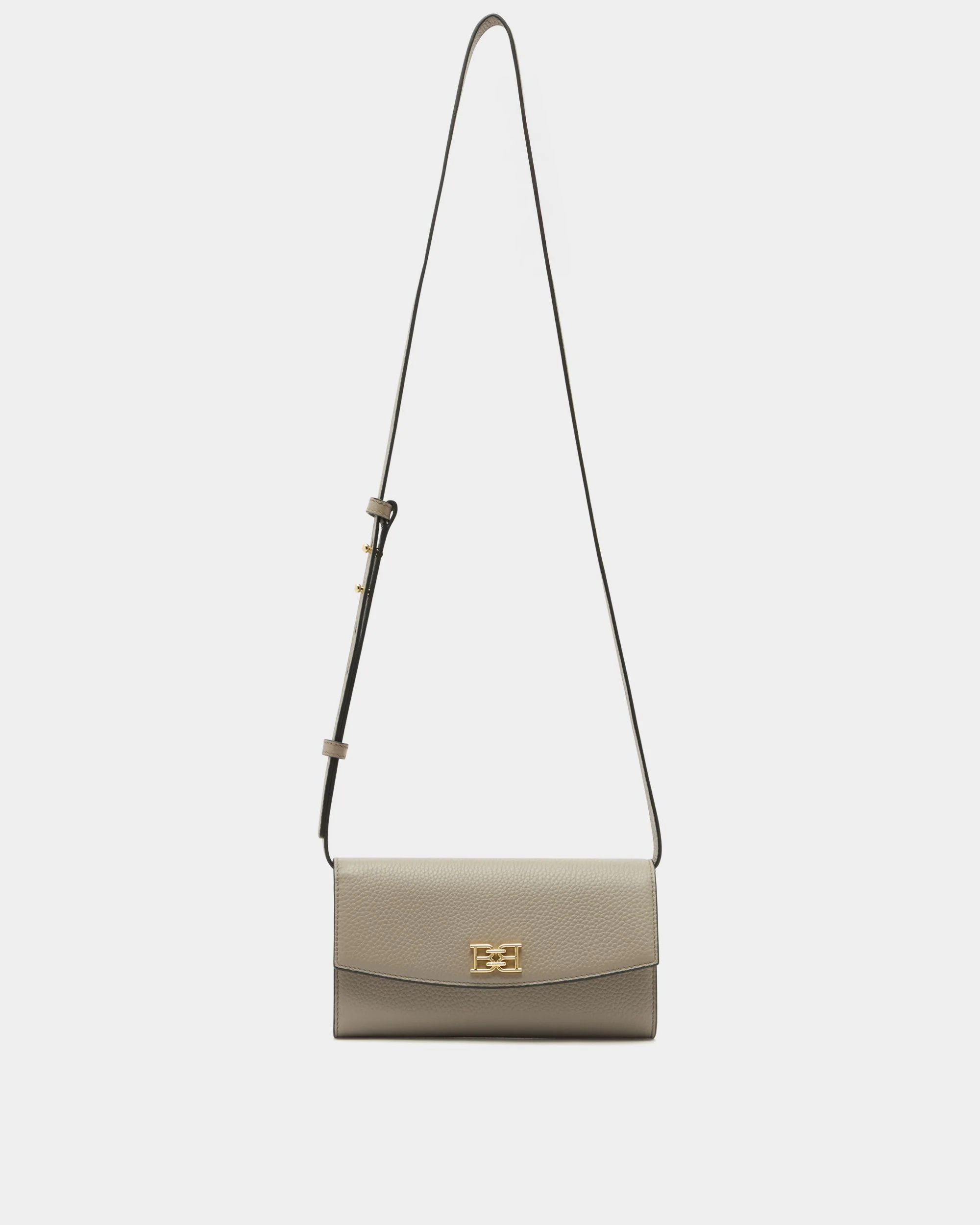 Phone Wallet in Taupe Grained Leather