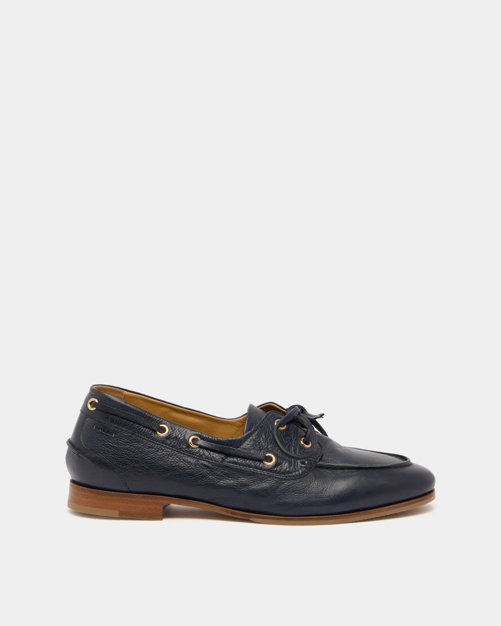 Plume Moccasin in Navy Blue Leather