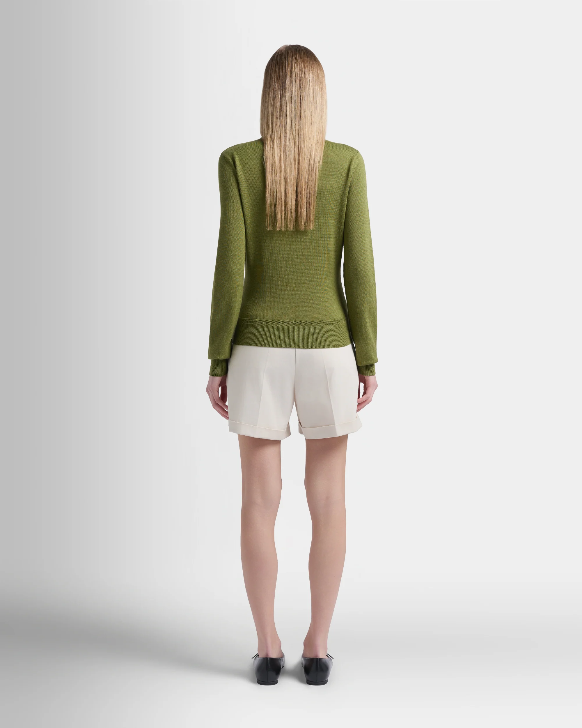 Polo Shirt in Matcha Green Cotton And Silk - Image 6