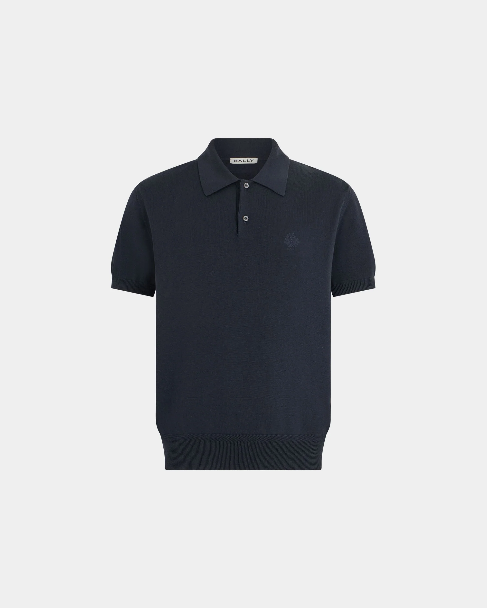 Polo Shirt in Navy Blue Cotton And Silk