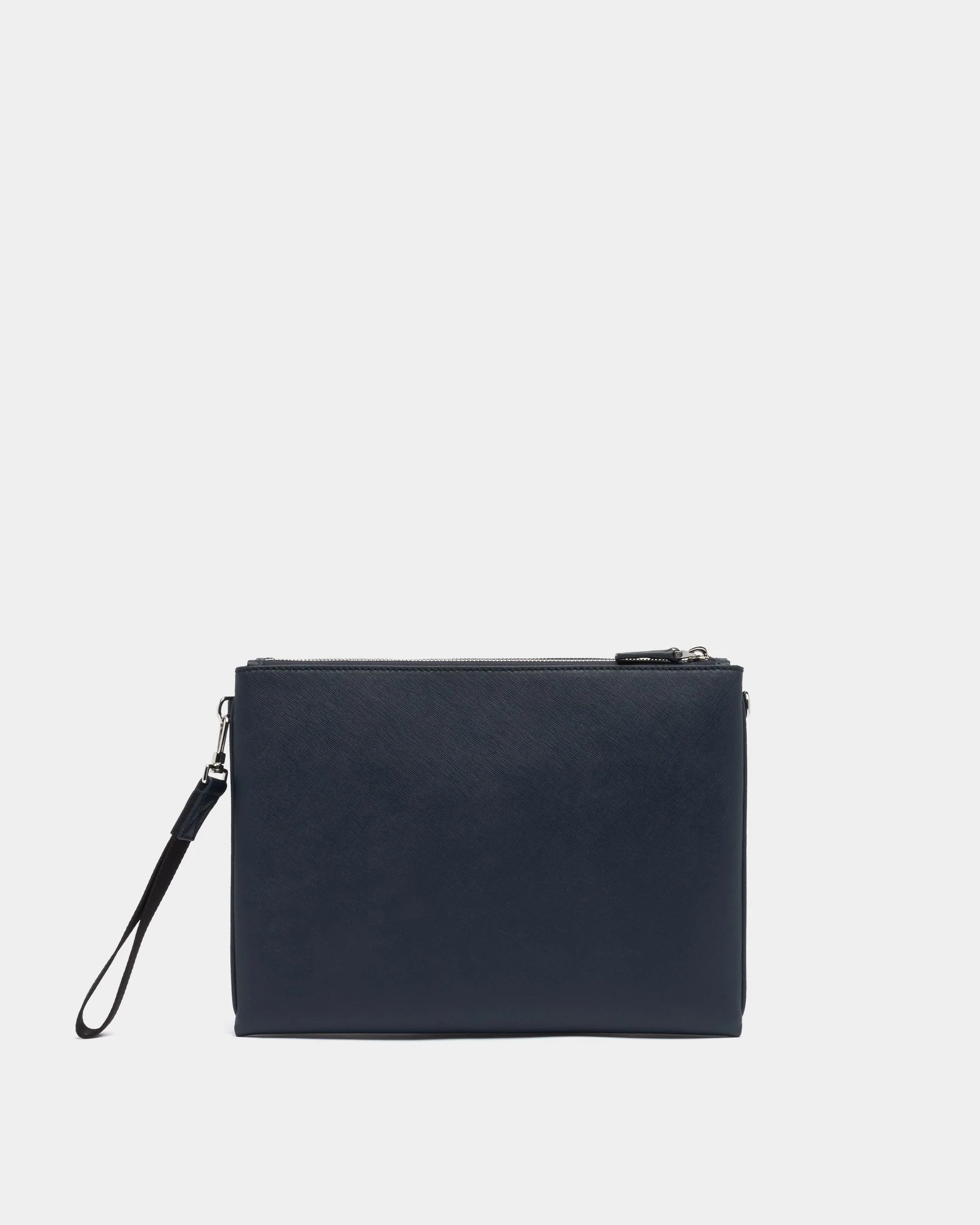 Pouch in Navy Blue Embossed Leather - Image 3
