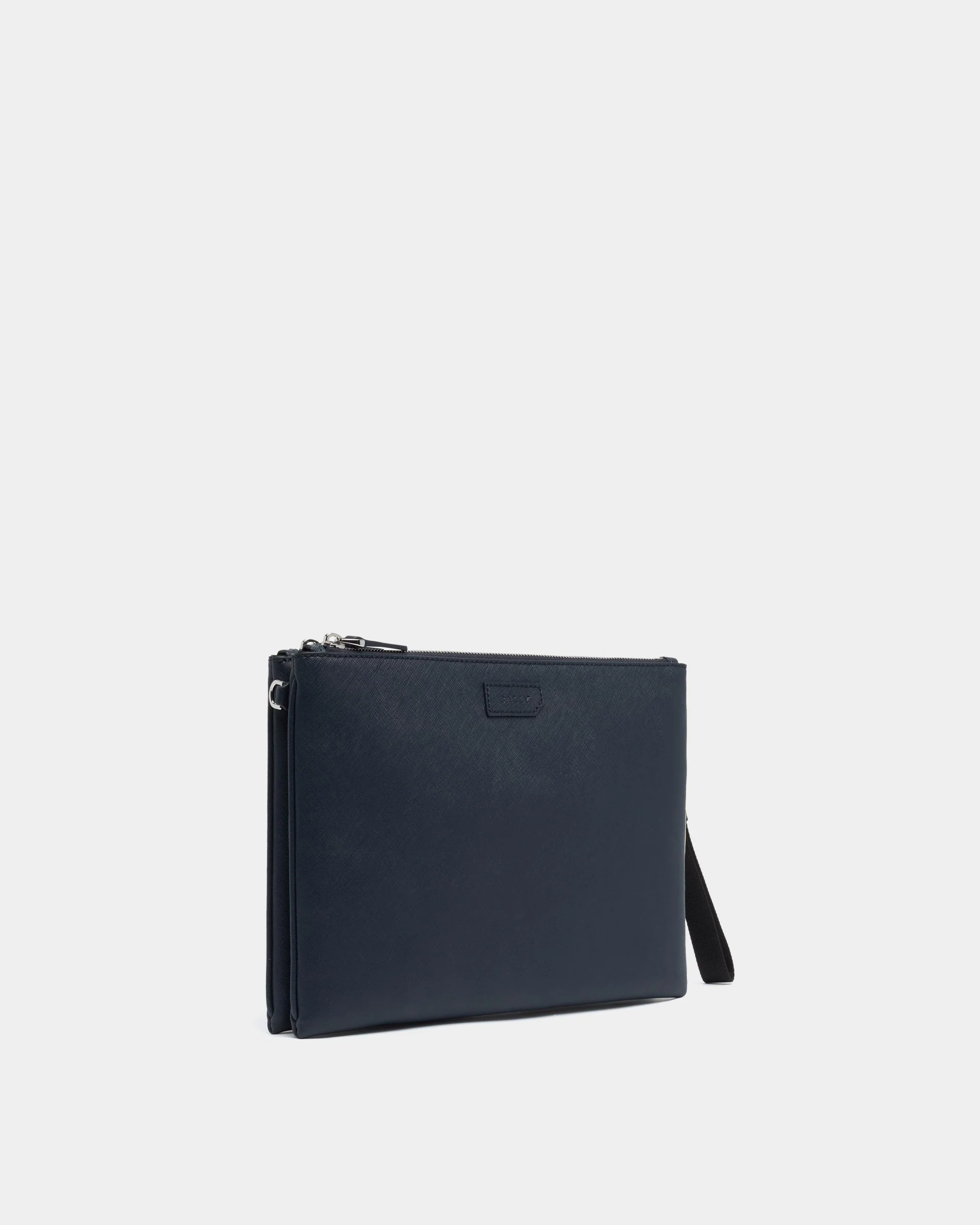 Pouch in Navy Blue Embossed Leather - Image 4