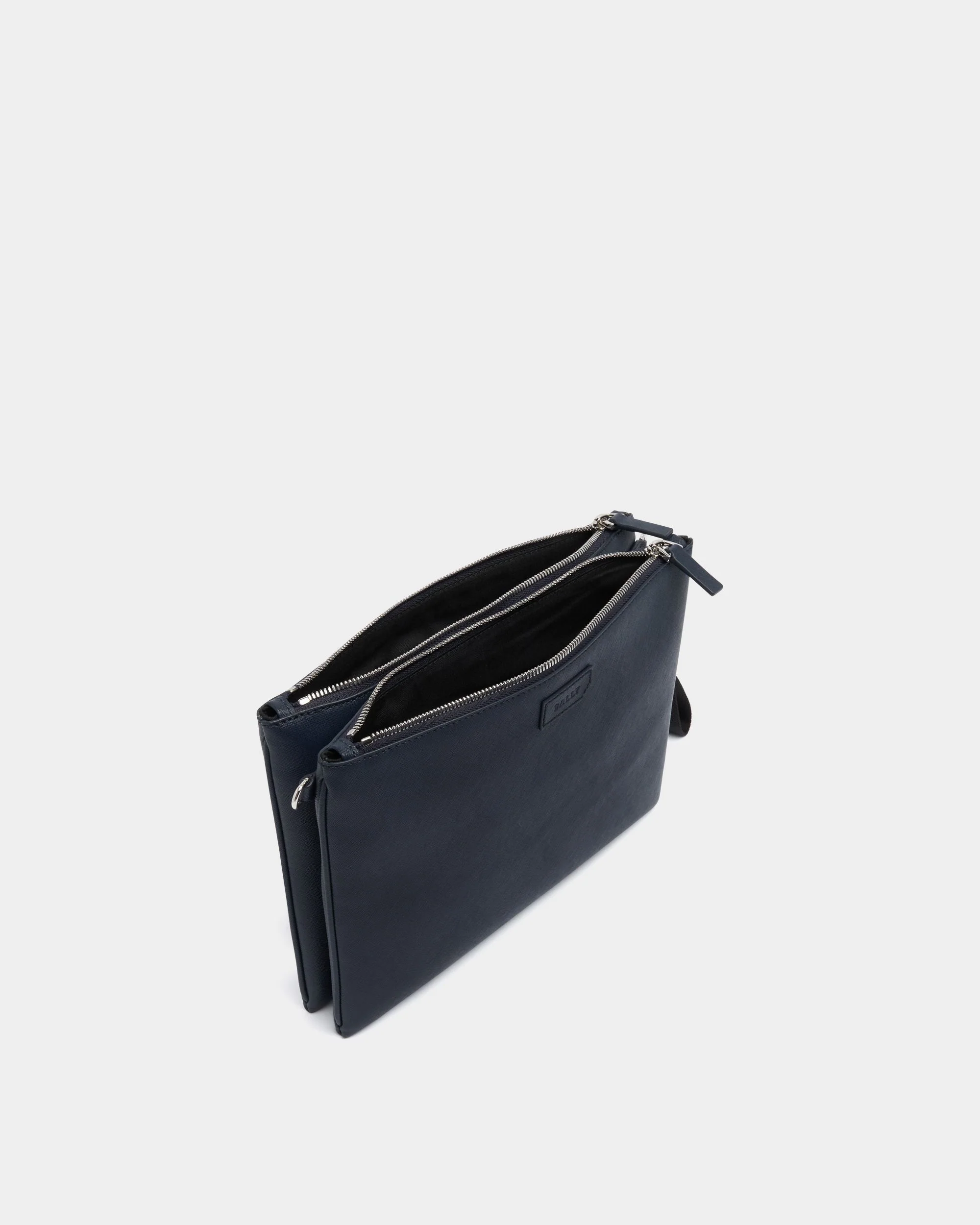 Pouch in Navy Blue Embossed Leather - Image 5