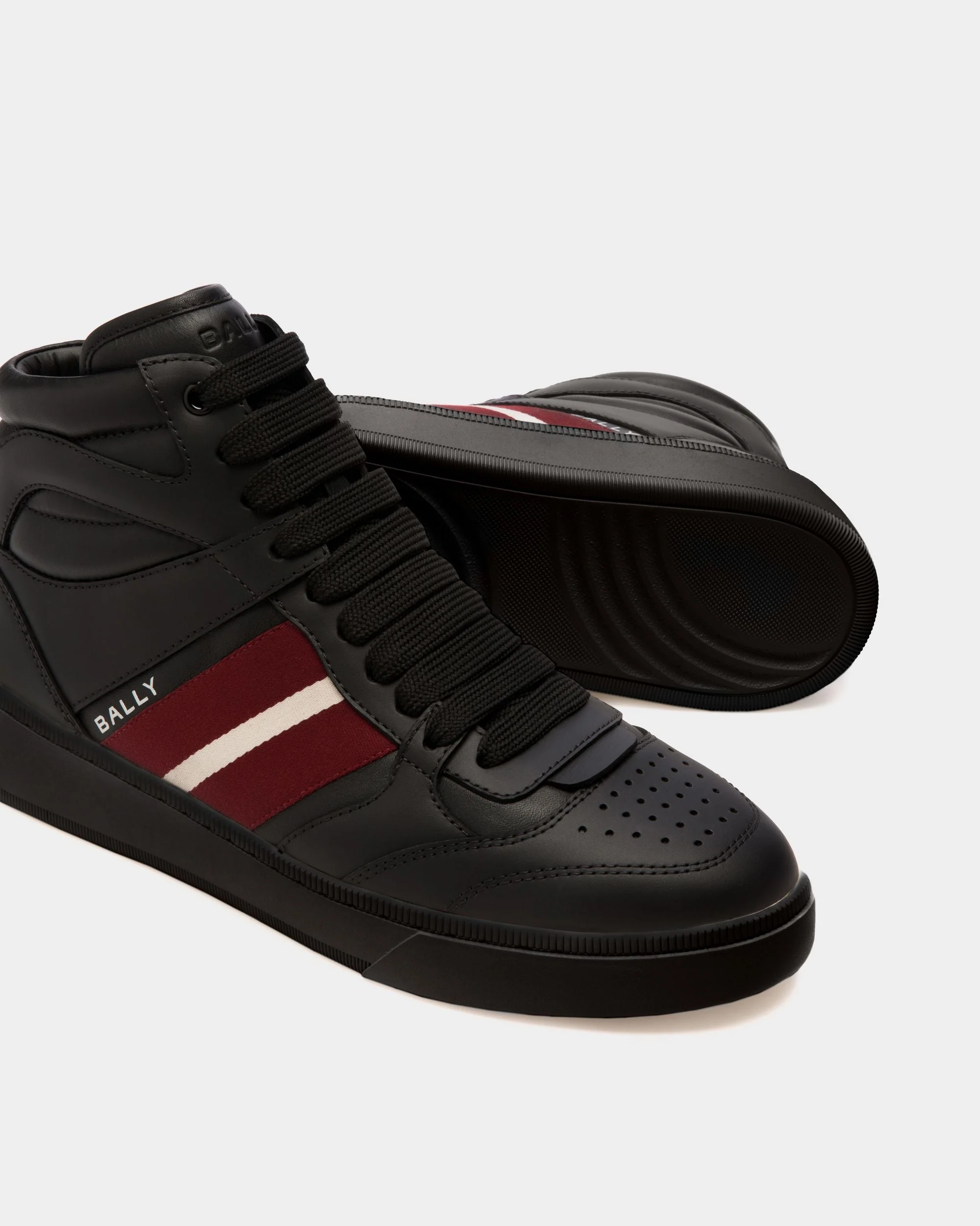 Raise High-top Sneaker in Black Leather - Image 4
