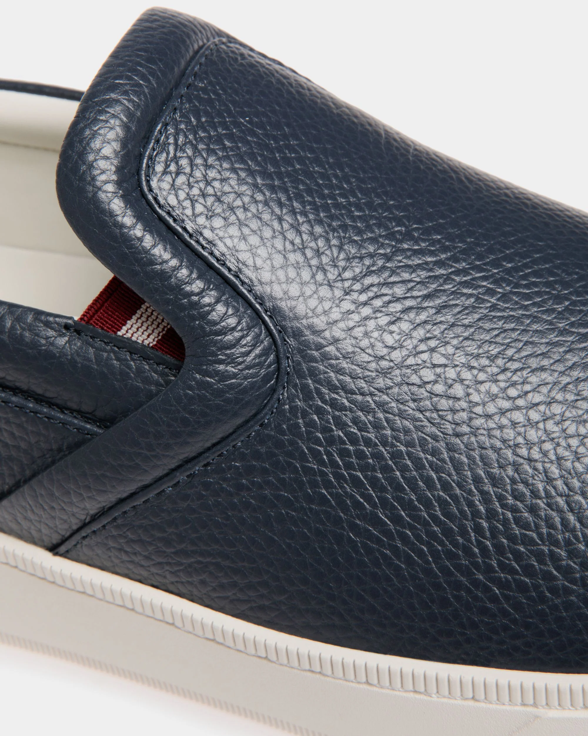 Raise Slip-On Sneaker In Blue Grained Leather - Image 5