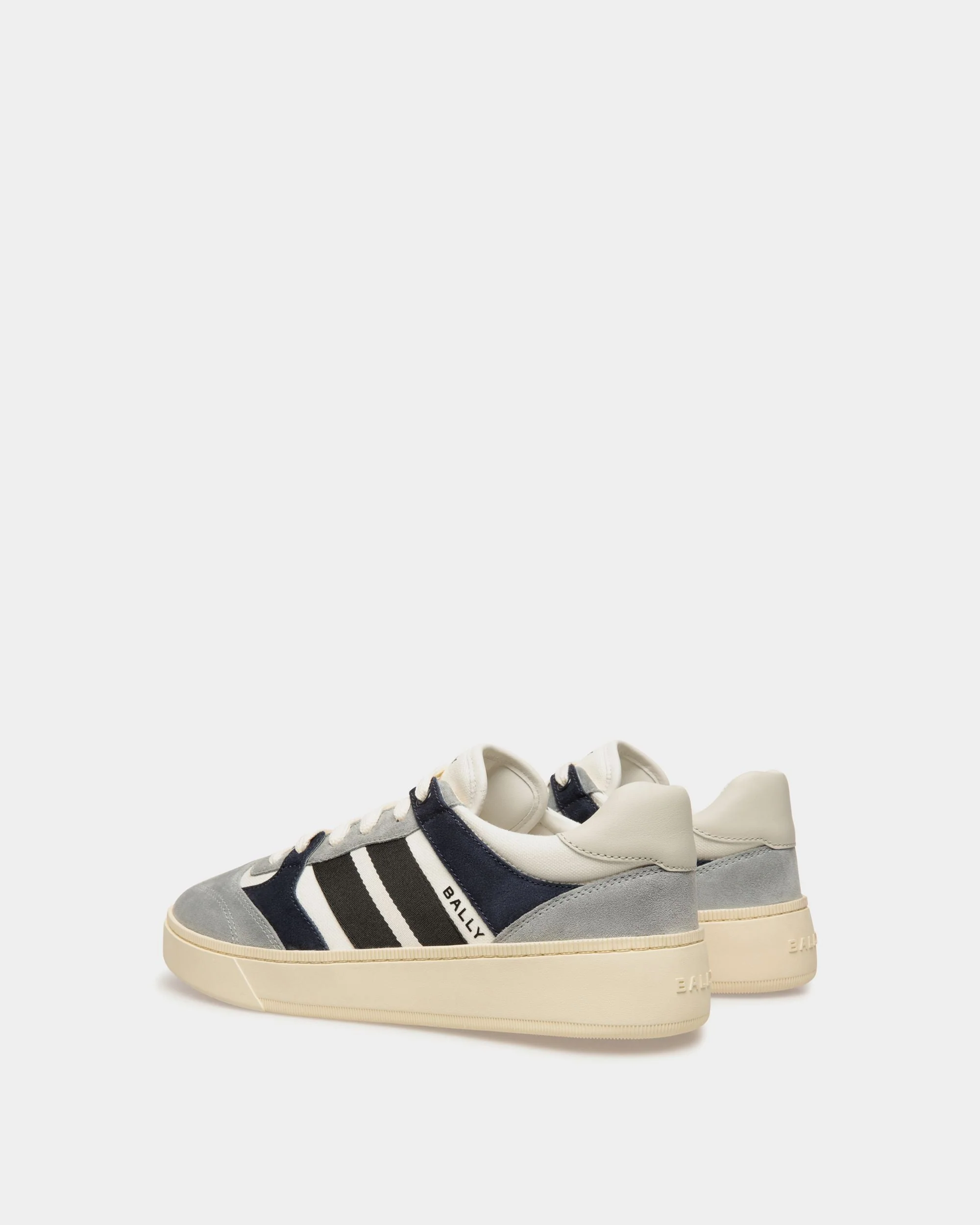 Raise Sneaker in Light Grey Leather and Cotton - Image 3