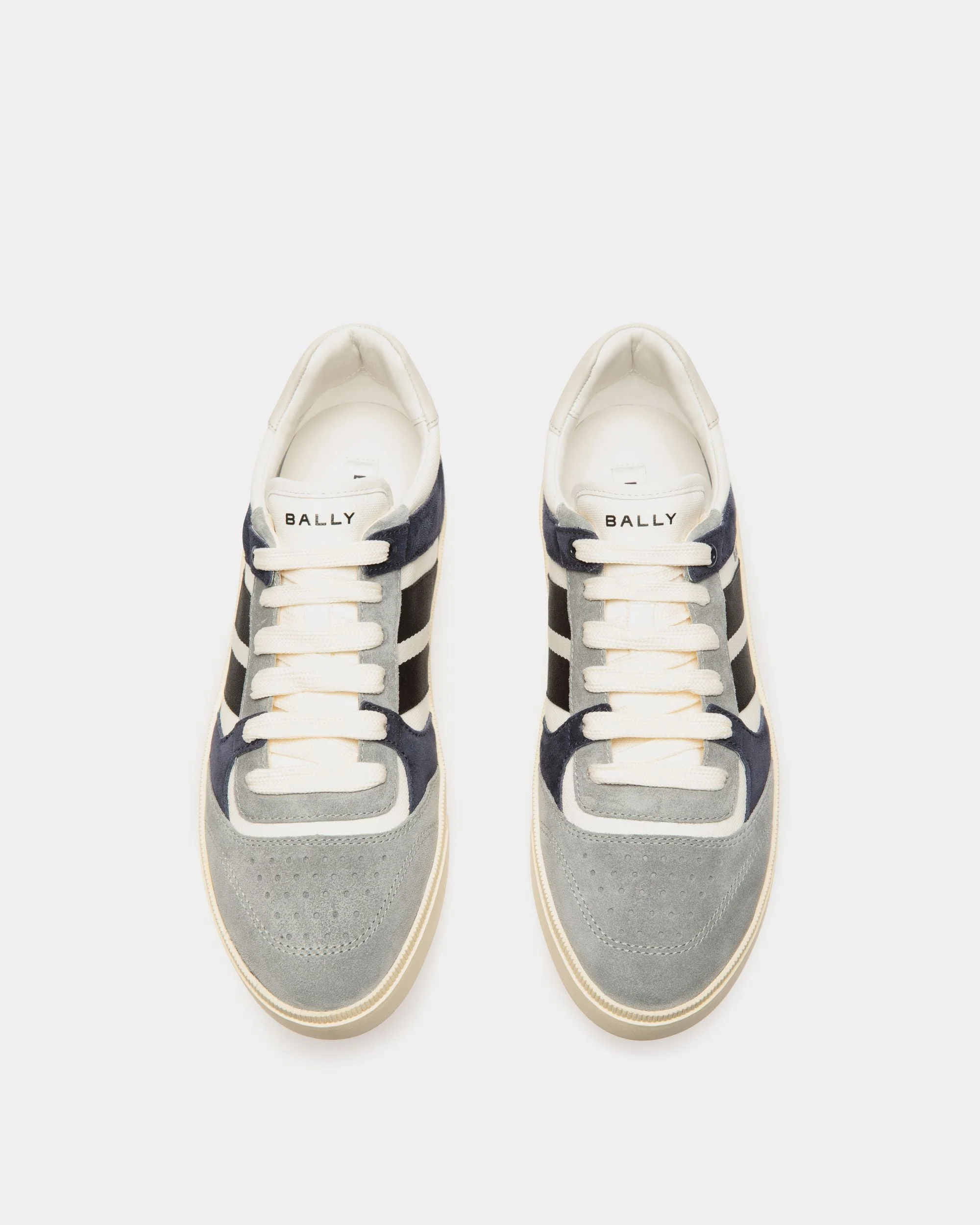 Raise Sneaker in Light Grey Leather and Cotton - Image 4