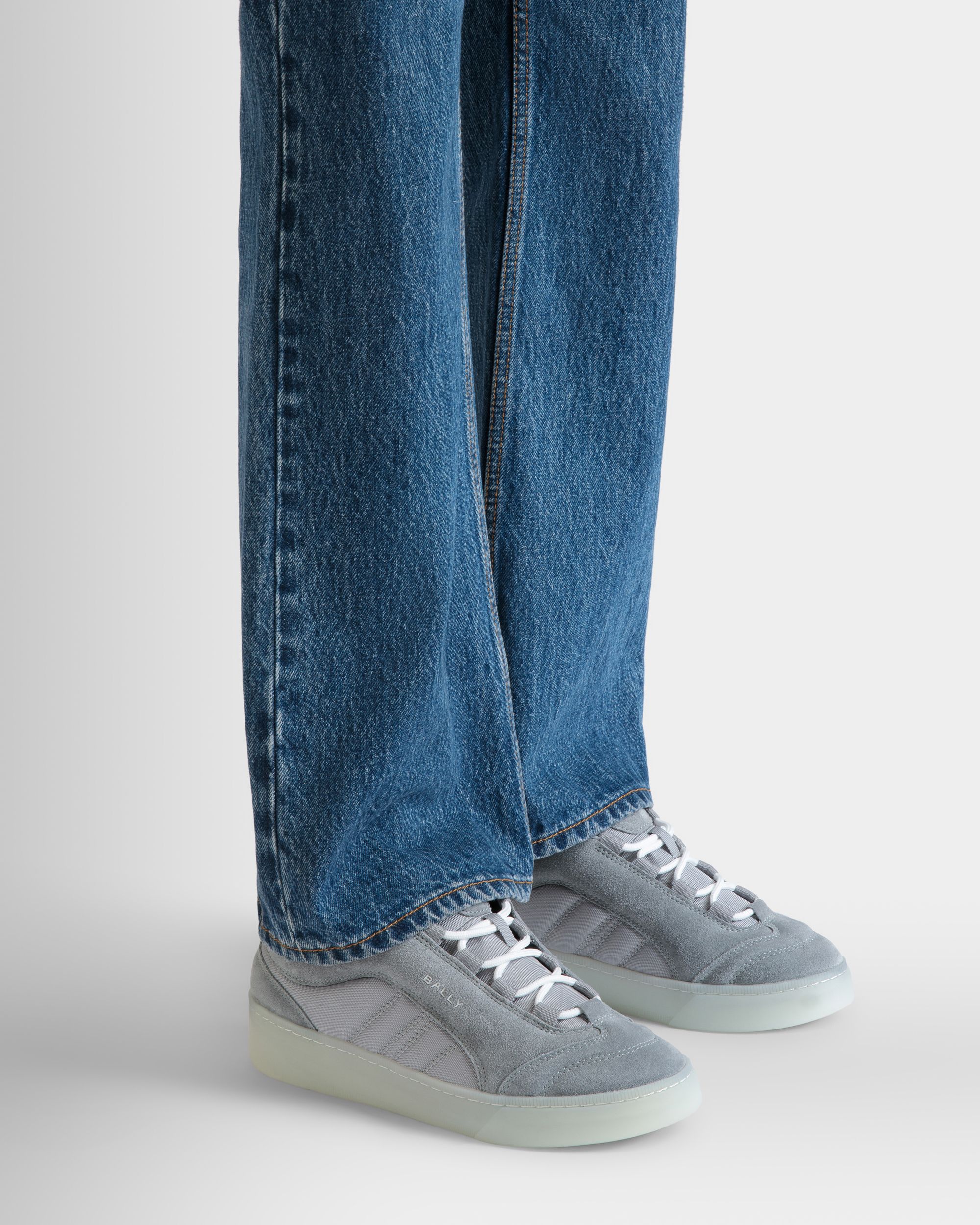 Raise Sneaker in Light Grey Suede Leather and Nylon - Image 2