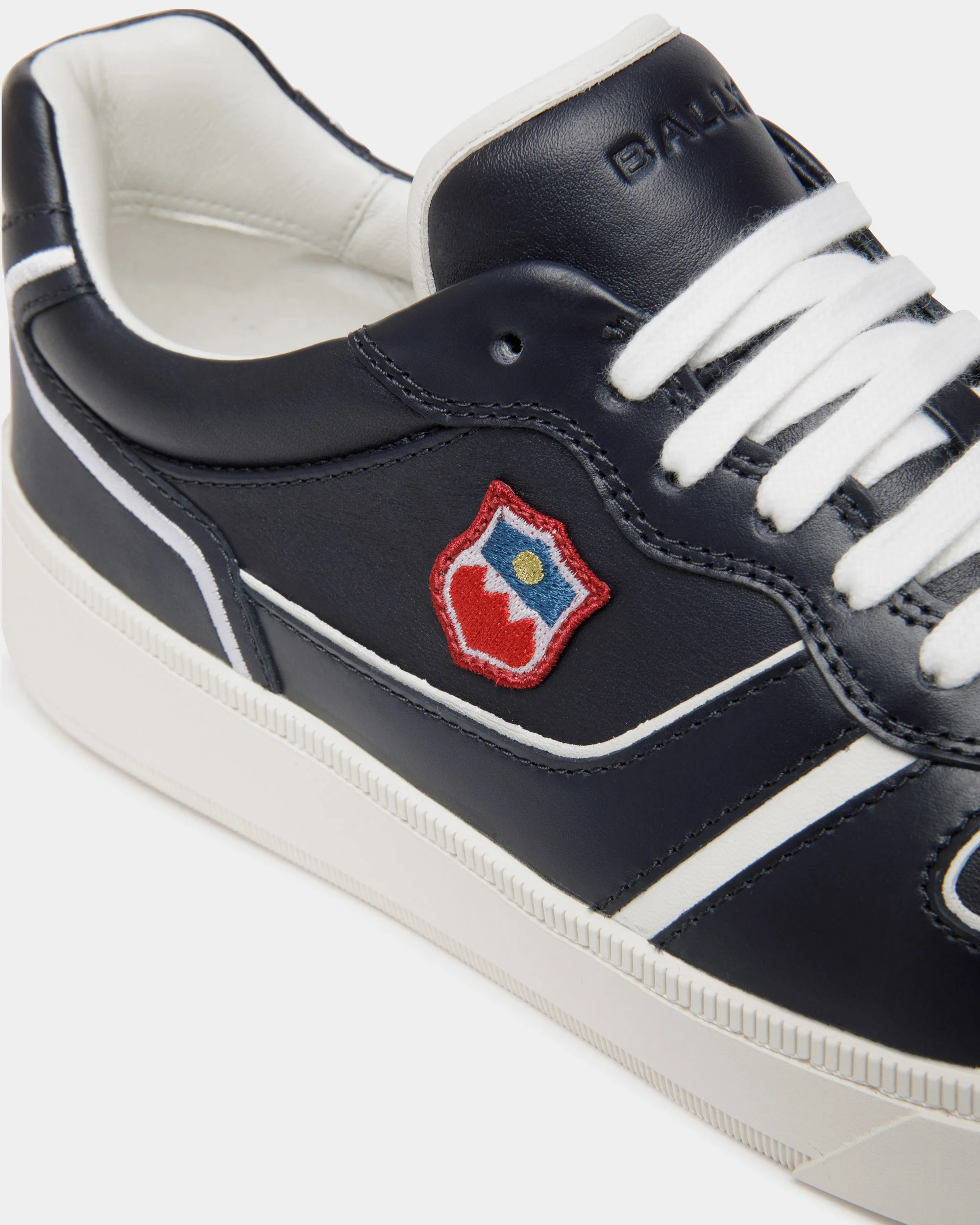 Raise Sneaker in Navy Blue and White Leather - Image 6