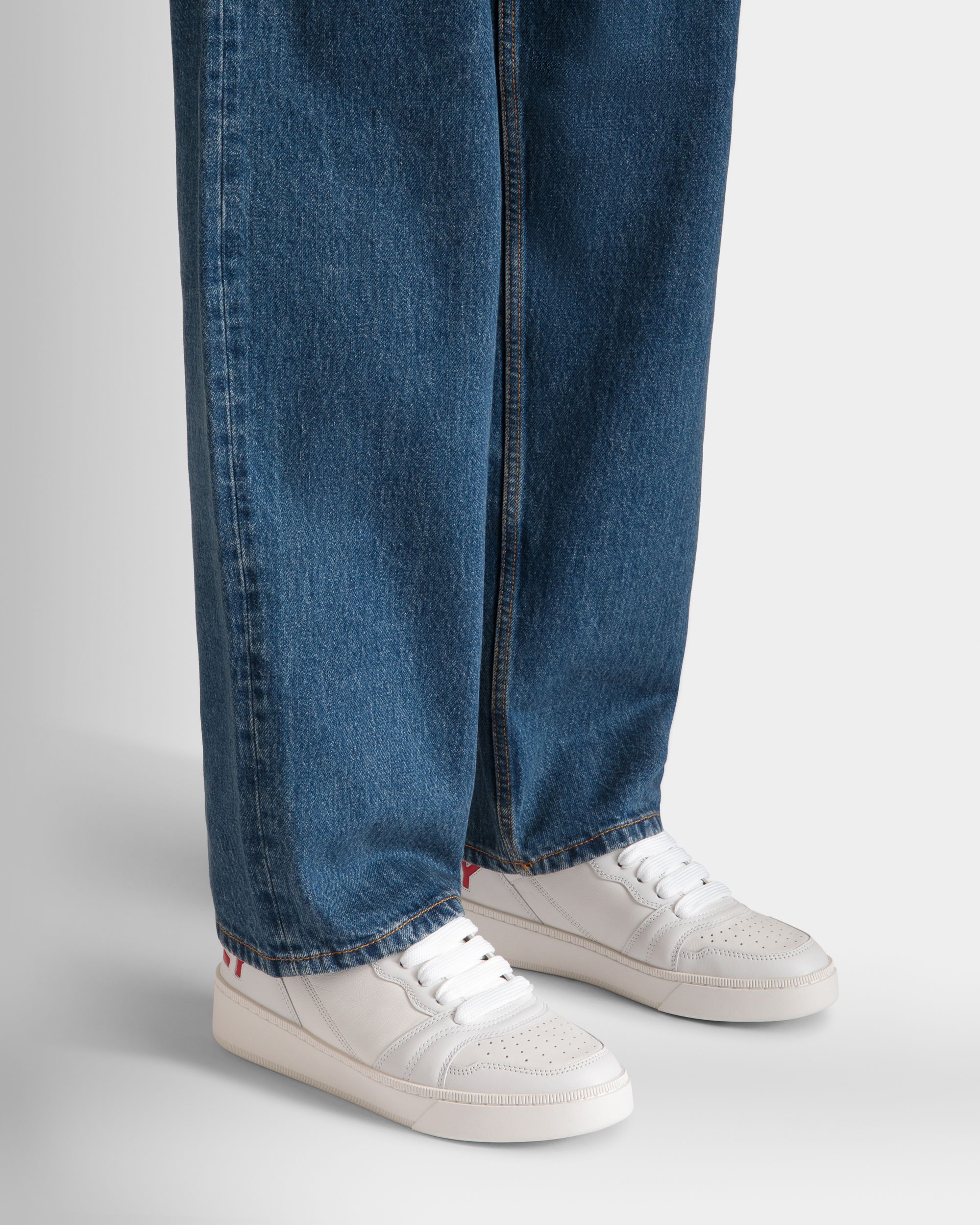Raise Sneaker in White and Candy Red Leather - Image 2