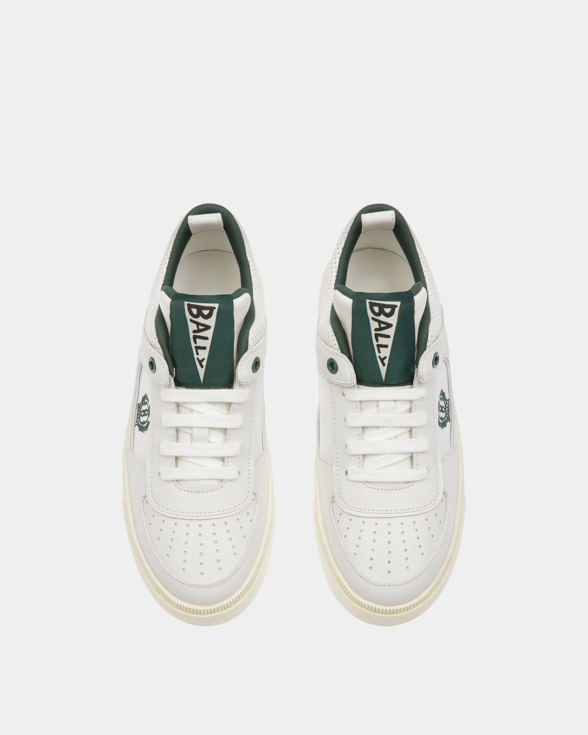 Raise Sneakers In White And Green Leather - Image 2