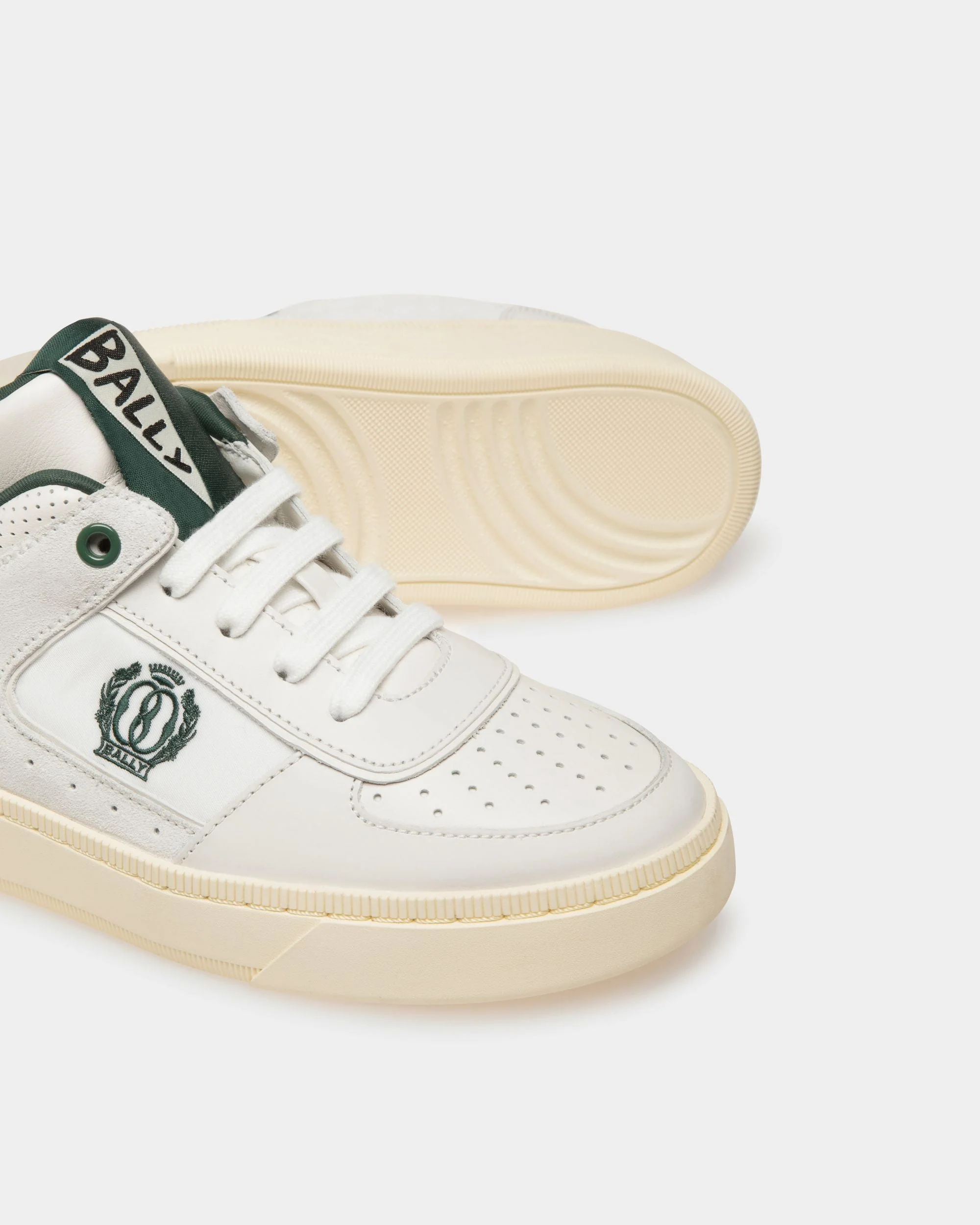 Raise Sneakers In White And Green Leather - Image 4