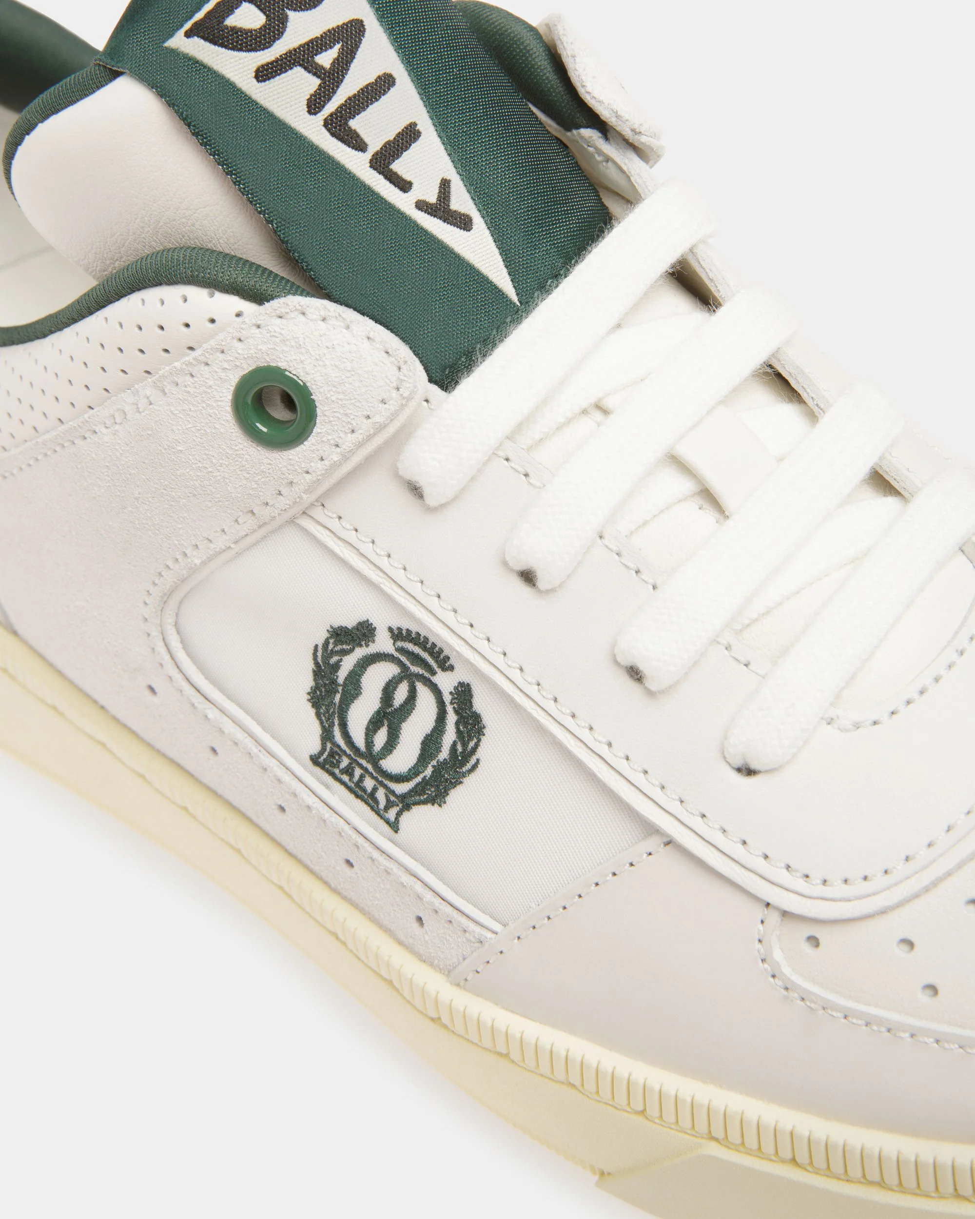 Raise Sneakers In White And Green Leather - Image 5