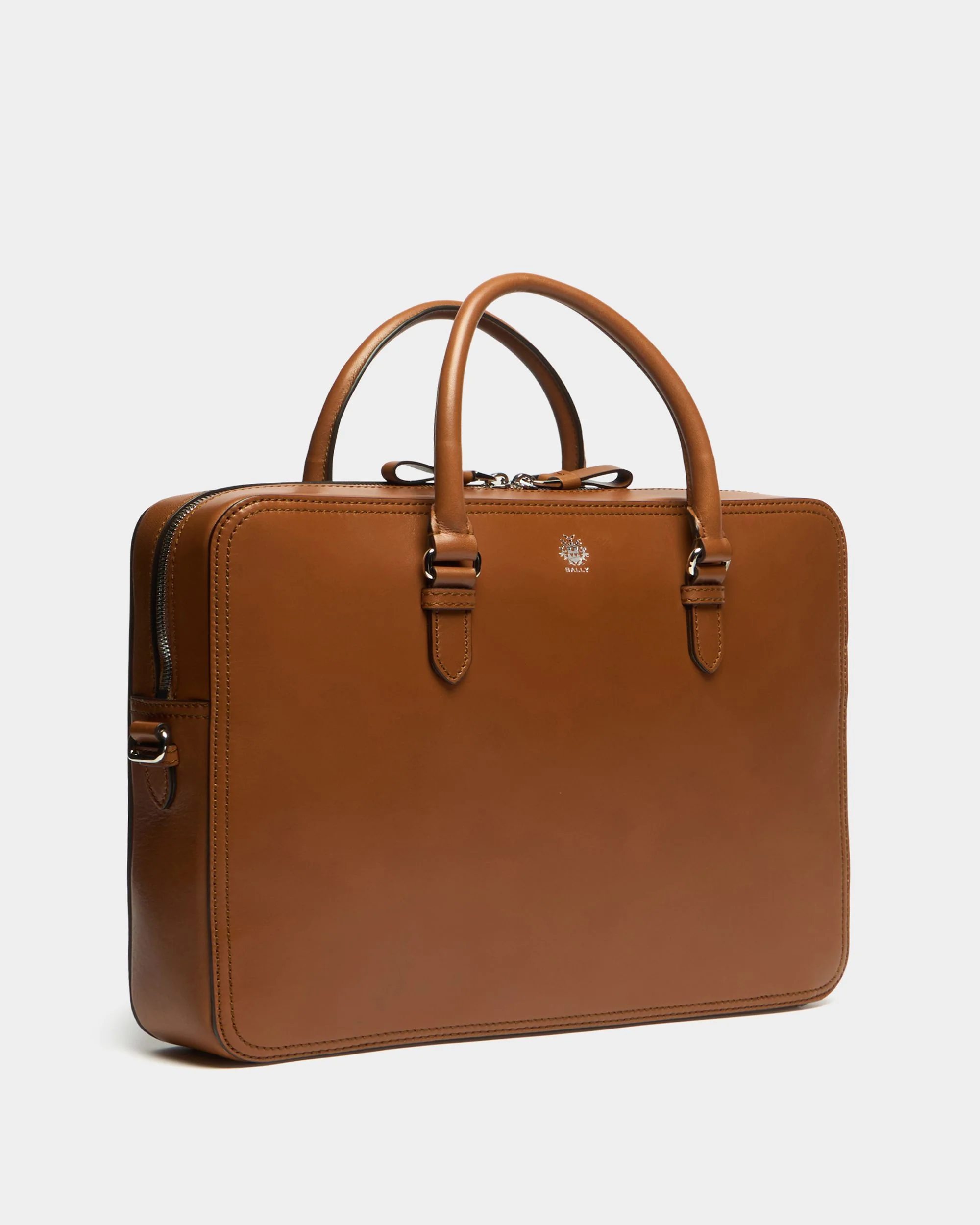 Ray Briefcase in Amber Brown Leather - Image 3