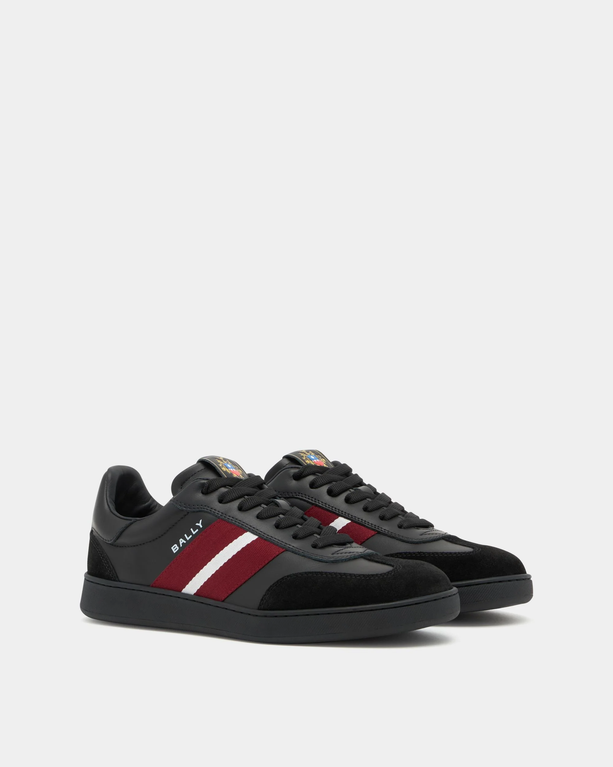 Retro Crest Sneaker in Black Leather - Image 3