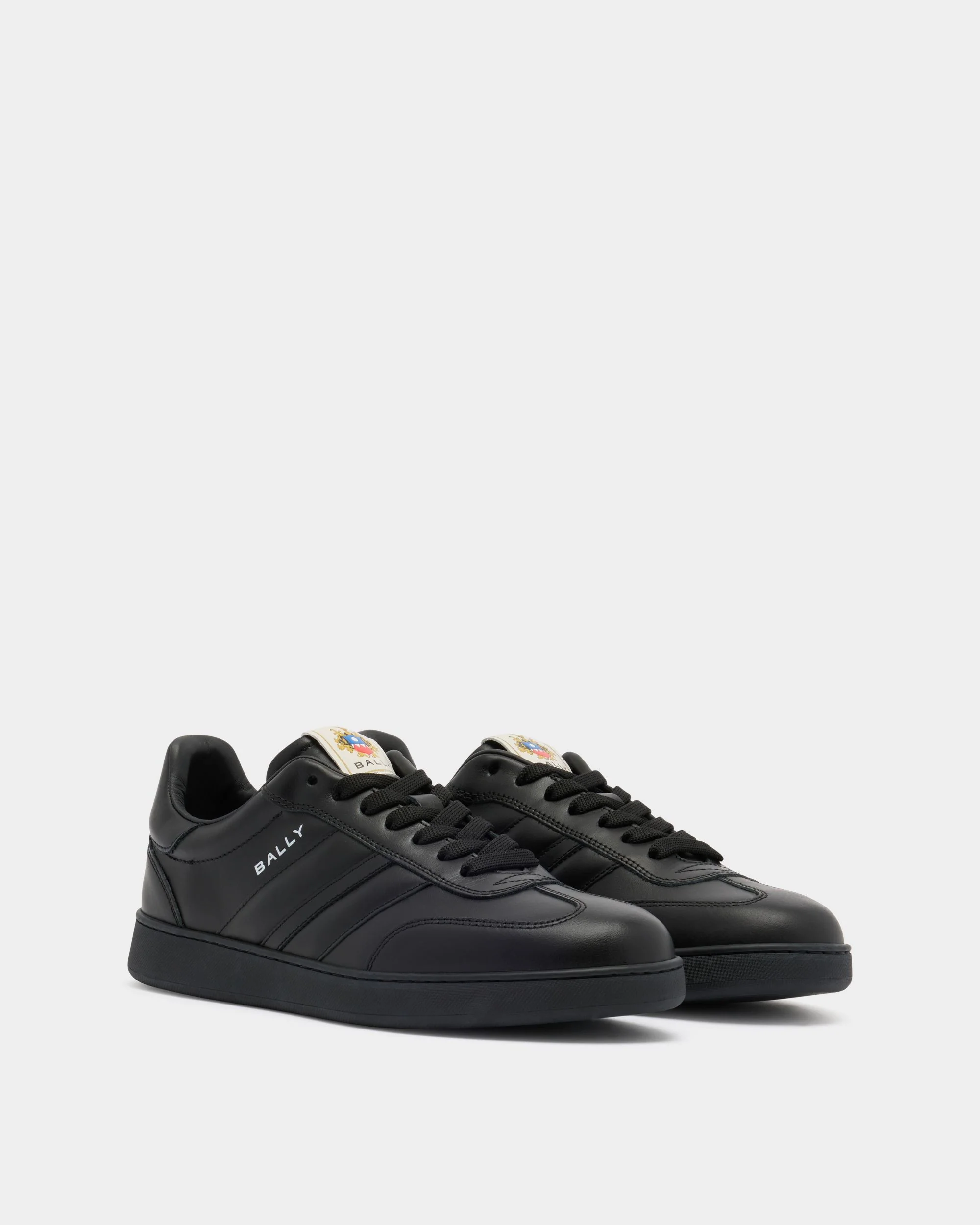 Retro Crest Sneaker in Black Leather - Image 3