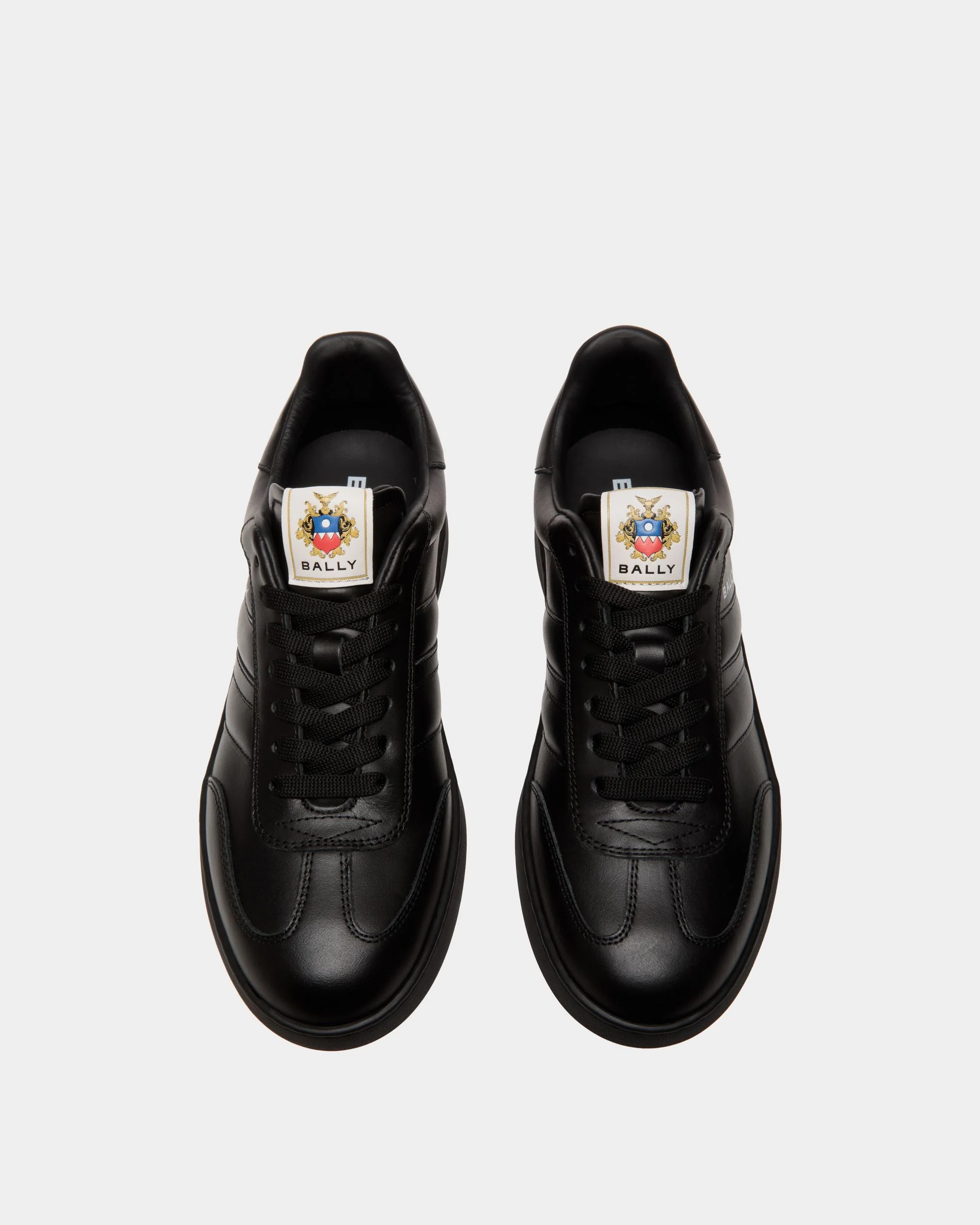 Retro Crest Sneaker in Black Leather - Image 5