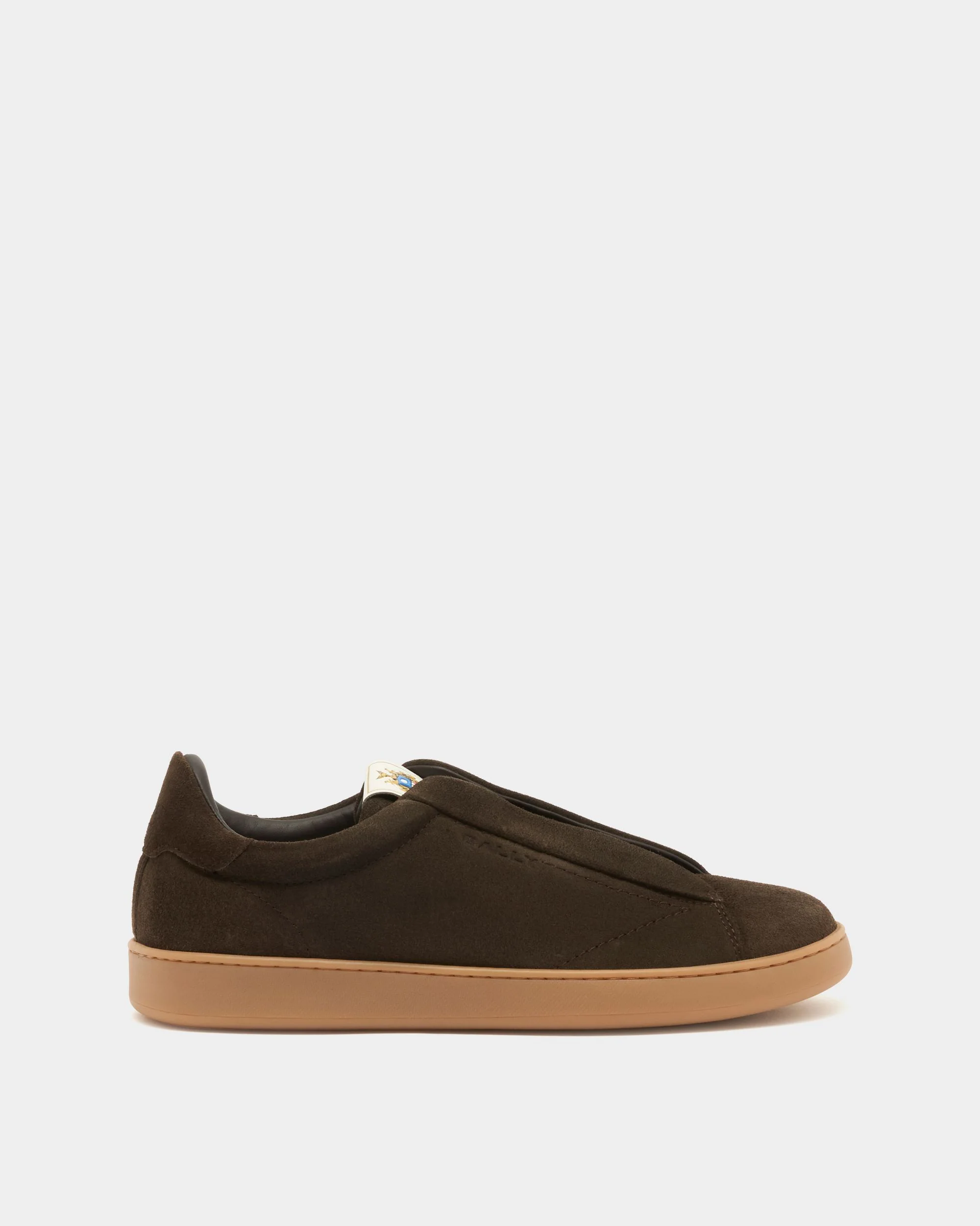 Retro Crest Sneaker in Brown Suede