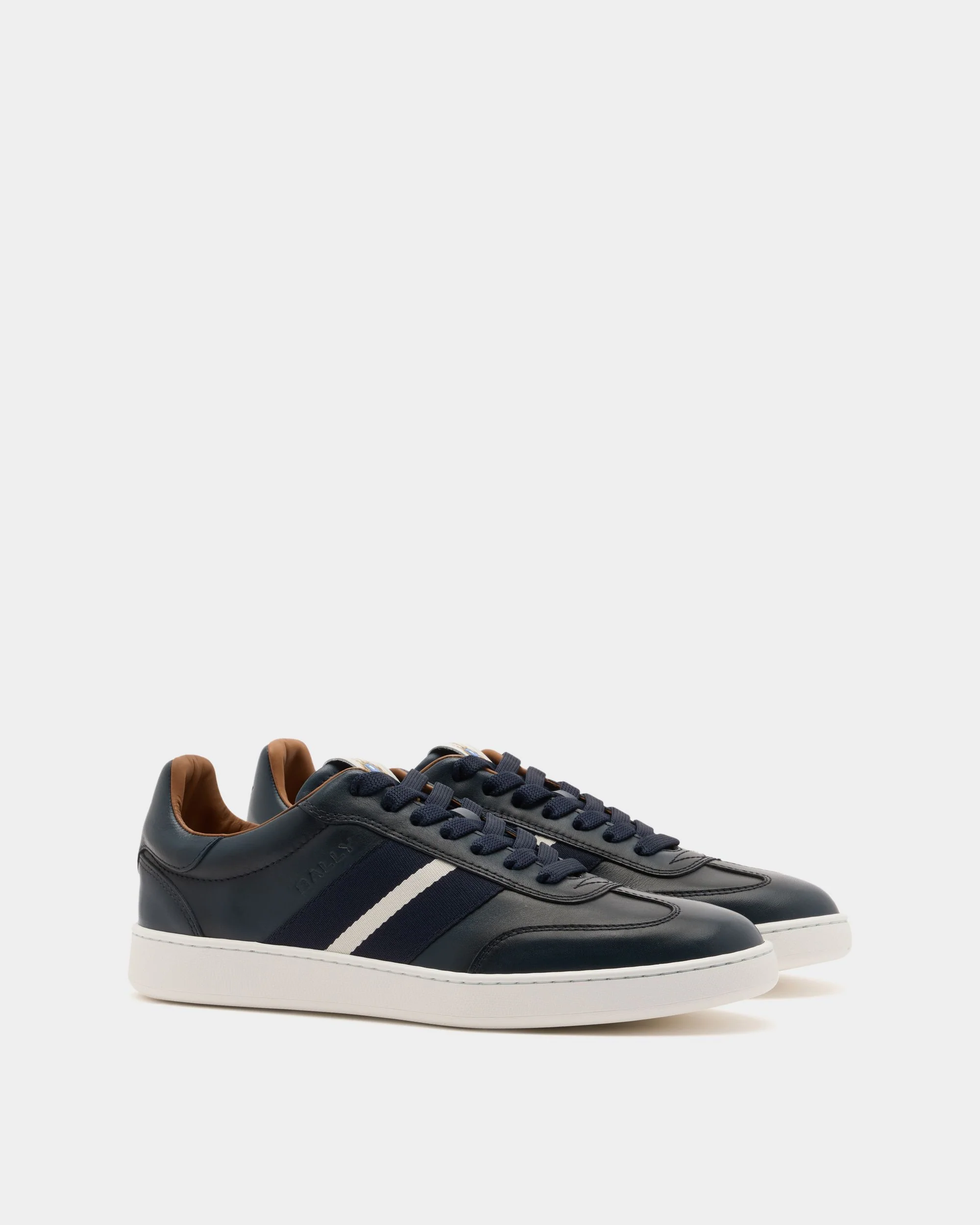 Retro Crest Sneaker In Navy Blue Leather - Image 3