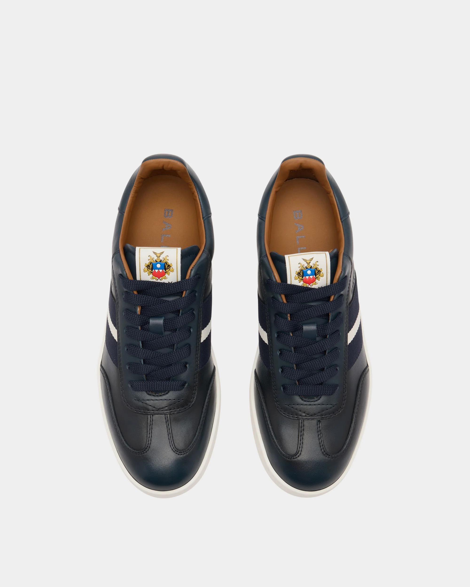 Retro Crest Sneaker In Navy Blue Leather - Image 5