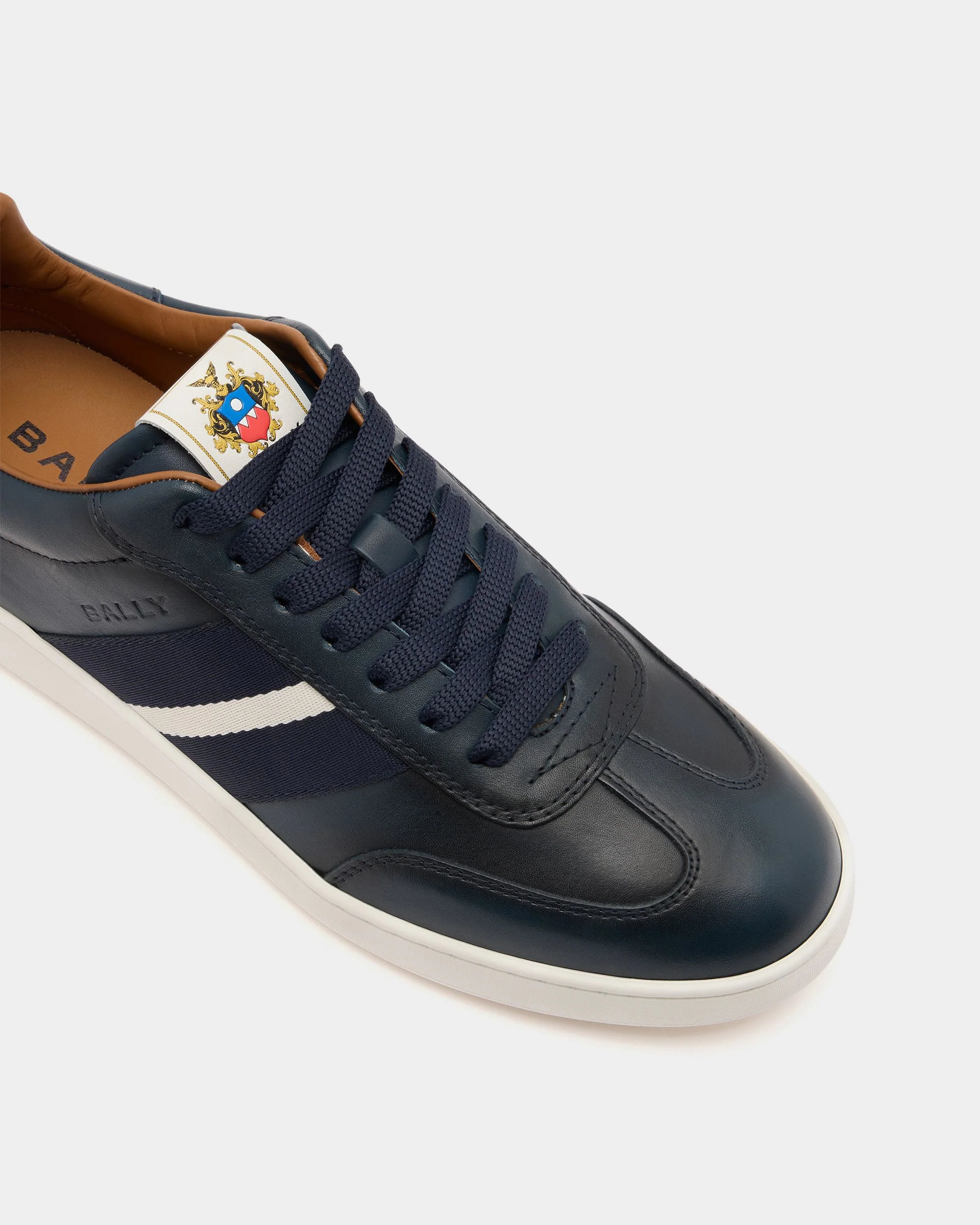 Retro Crest Sneaker In Navy Blue Leather - Image 6
