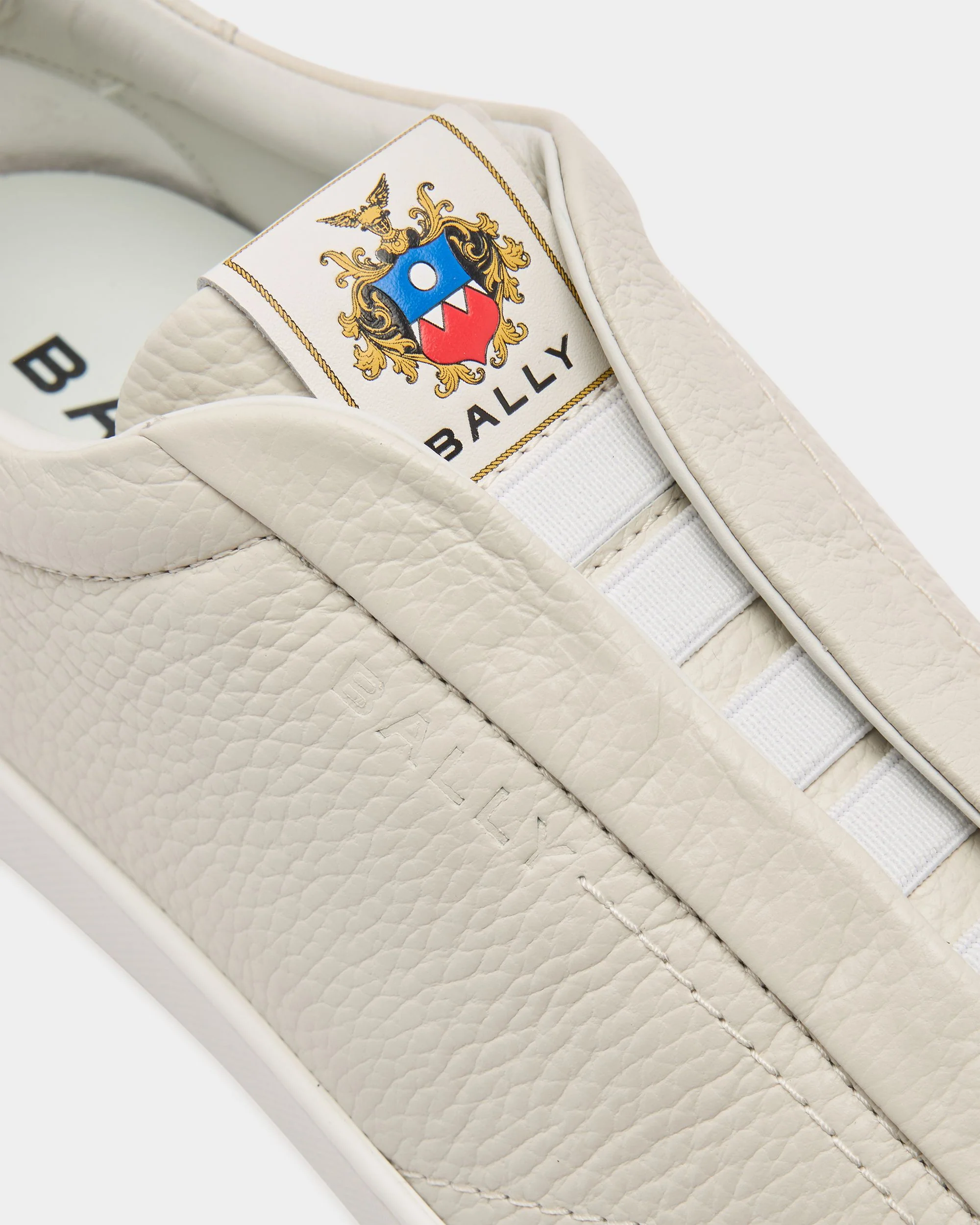 Retro Crest Sneaker in White Grained Leather - Image 6