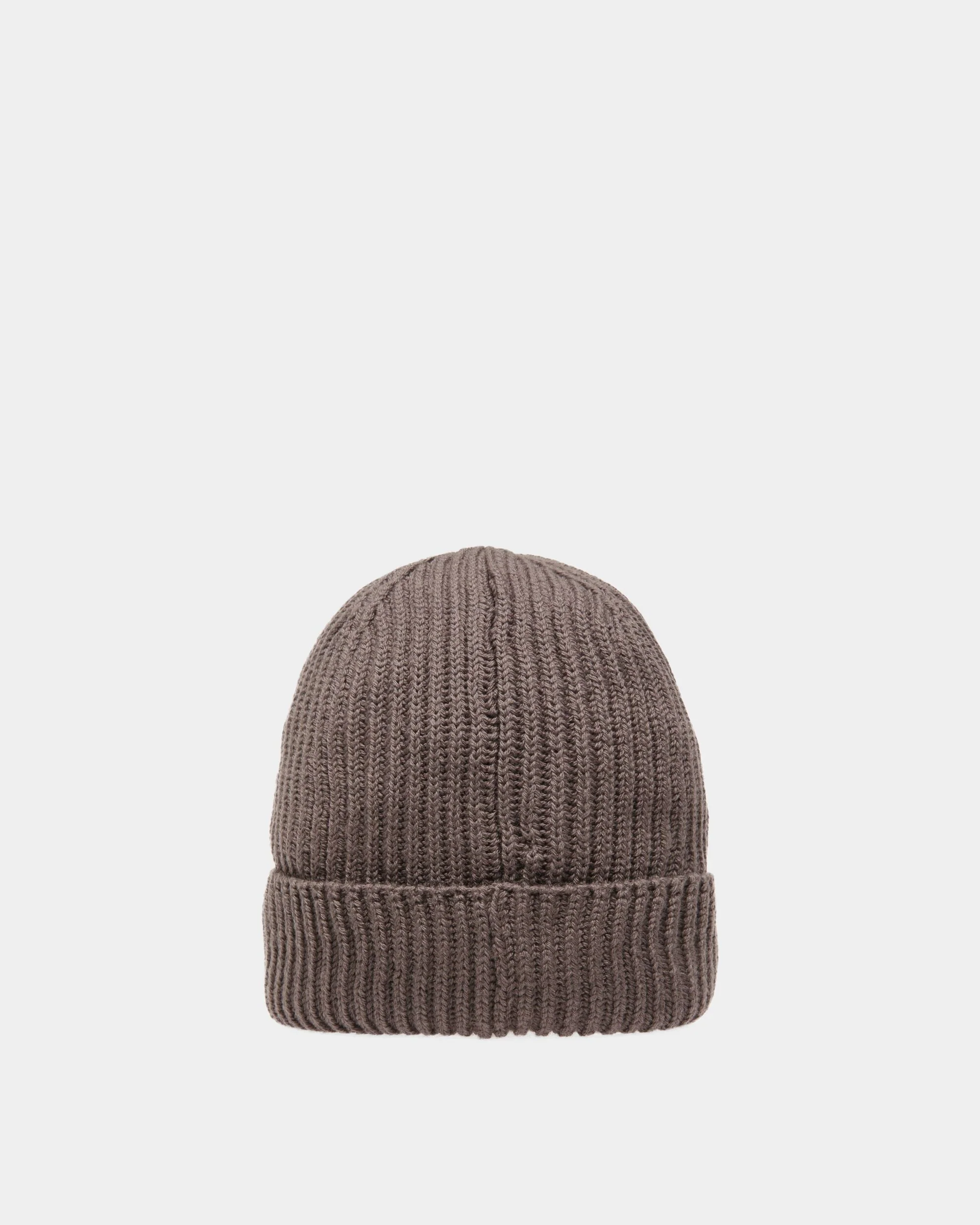 Ribbed Beanie Hat In Dark Mineral Wool - Image 2