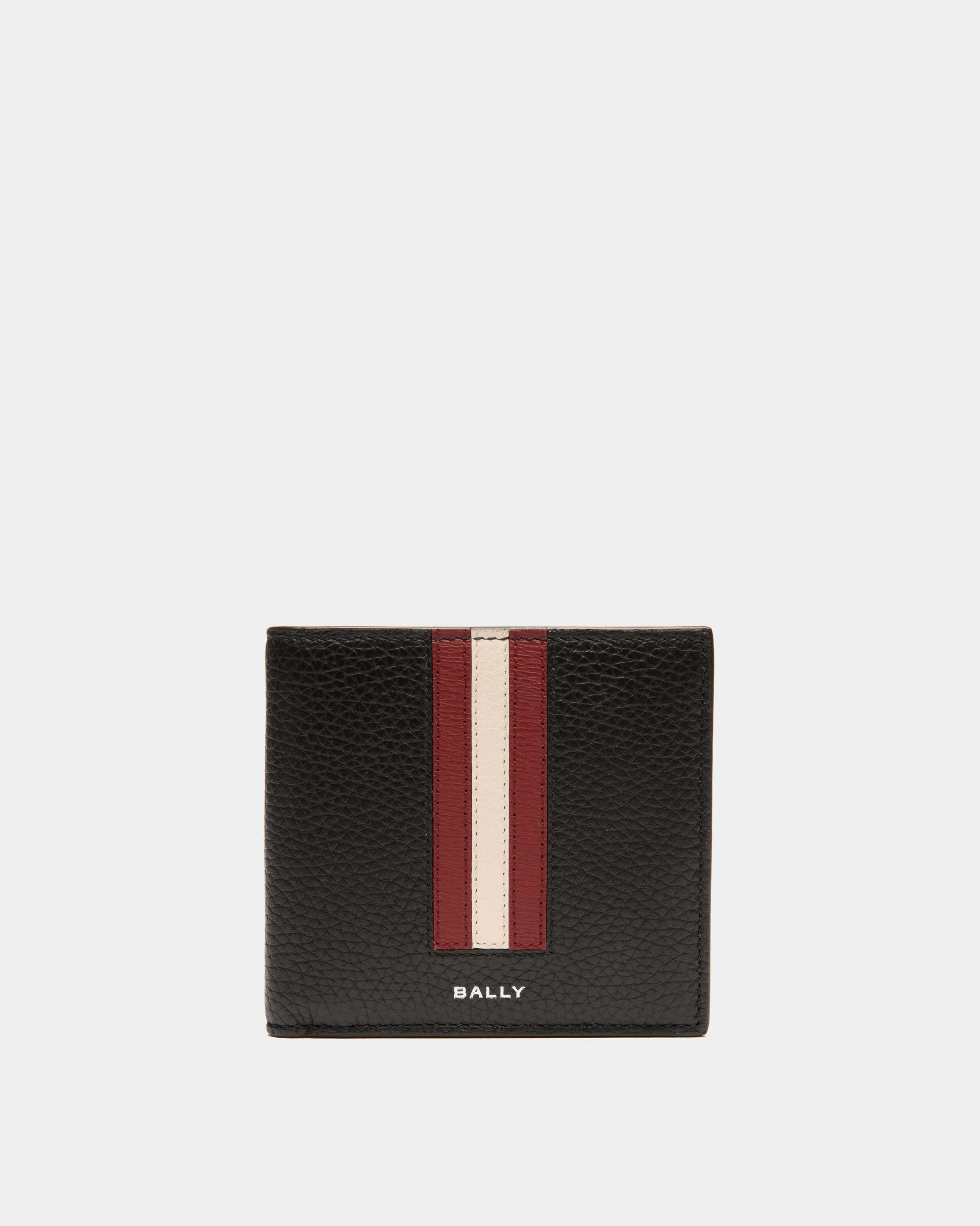 Ribbon Bifold Wallet In Black Grained Leather